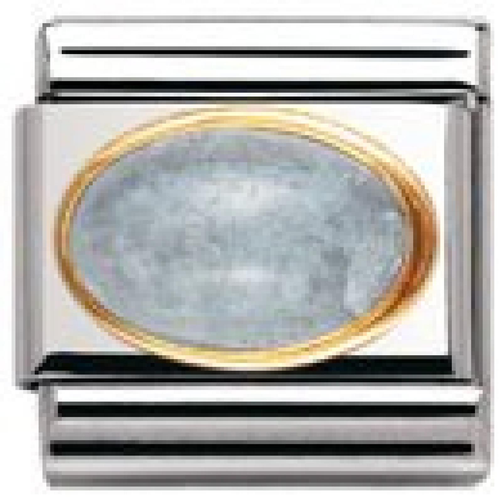 Nomination Composable Classic HALBEDELST. OVAL aus Edelstahl und 18K-Gold (AQUAMARIN) 030504 