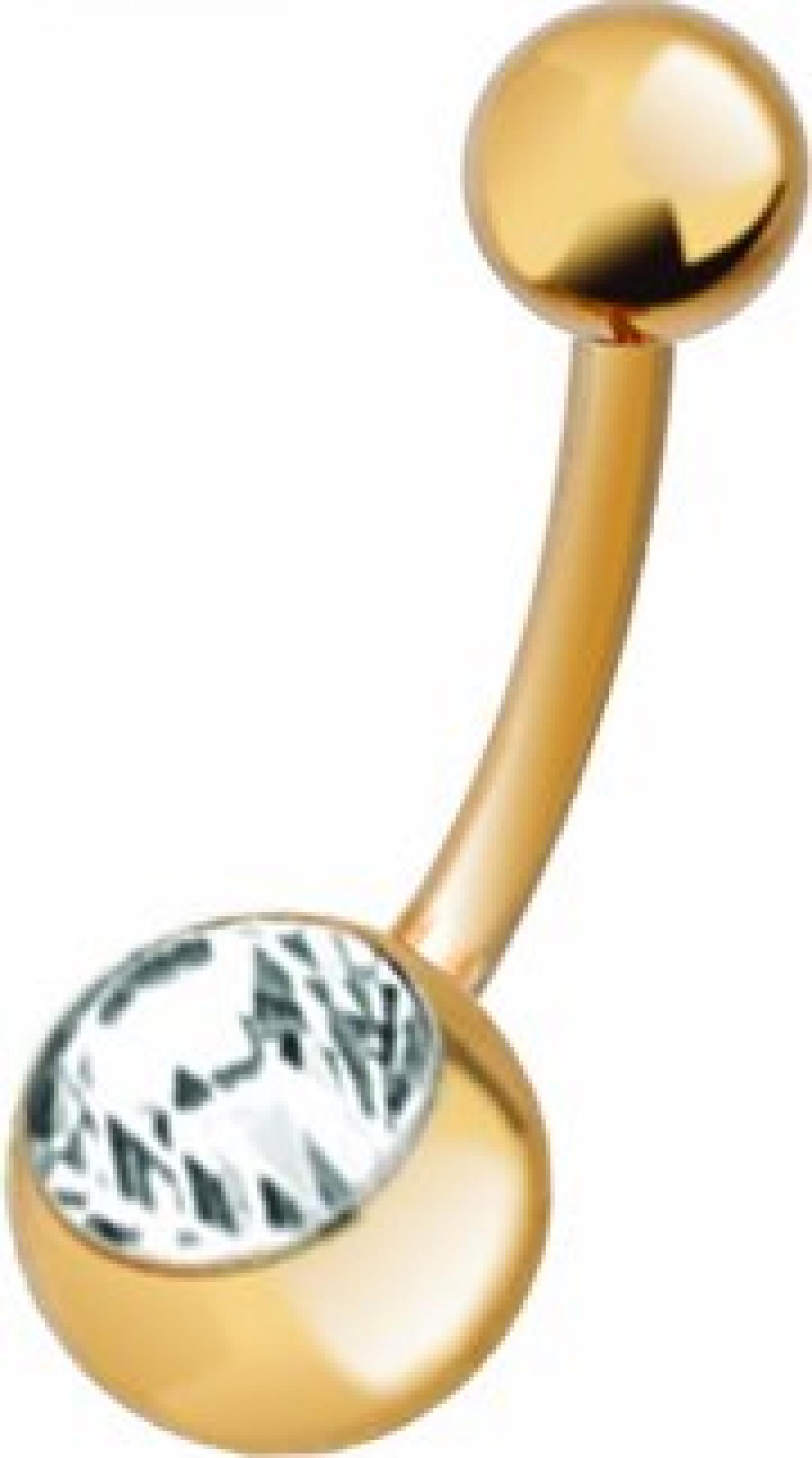 Bauchnabel Piercing Edelstahl 24 Karat Gold beschichtet Banana 5/8mm Kugeln mit Swarovski Elements - Weiss- BG-JBL Bauchnabel Piercing Edelstahl 24 Karat Gold beschichtet Banana 5/8mm Kugeln mit Swarovski Elements - Weiss- BG-JBL