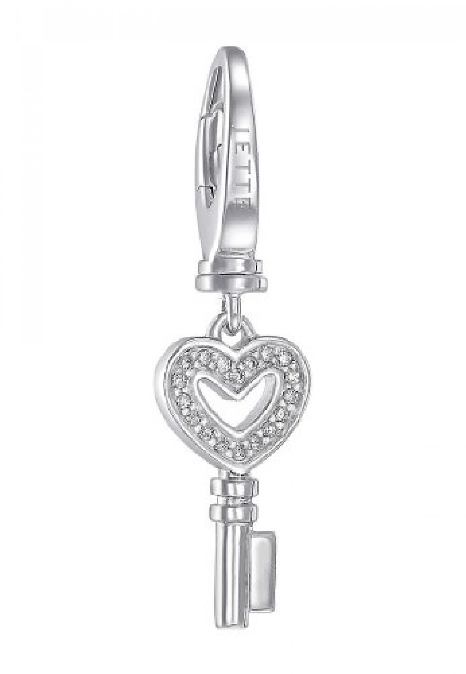 JETTE Charms Damen-Charm Mini Charm Schl&uuml;ssel 925er Silber 18 Zirkonia One Size, silber 