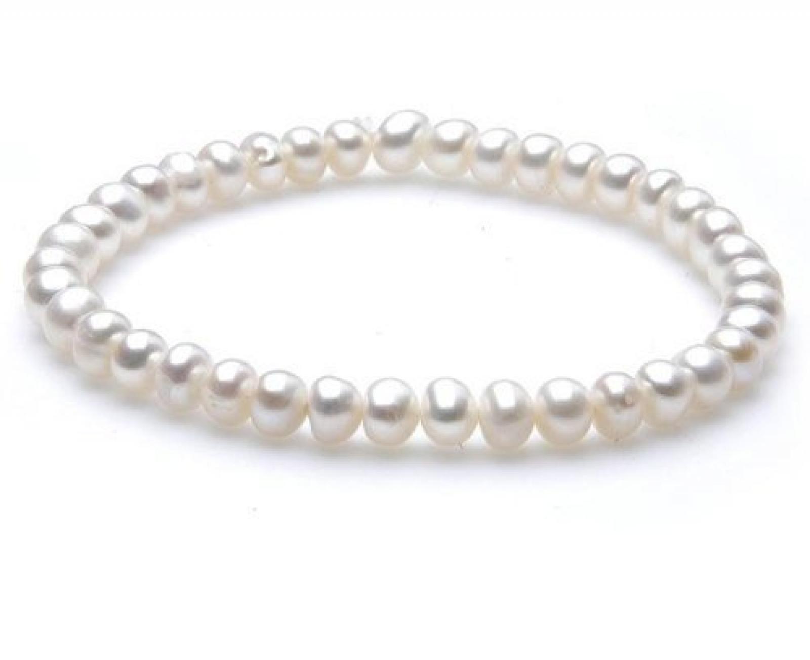 Silvity Pearls Silvity Perlenarmband Armband aus Echten Süßwasserperlen Farbe: weiß 5 mm 804208-20 