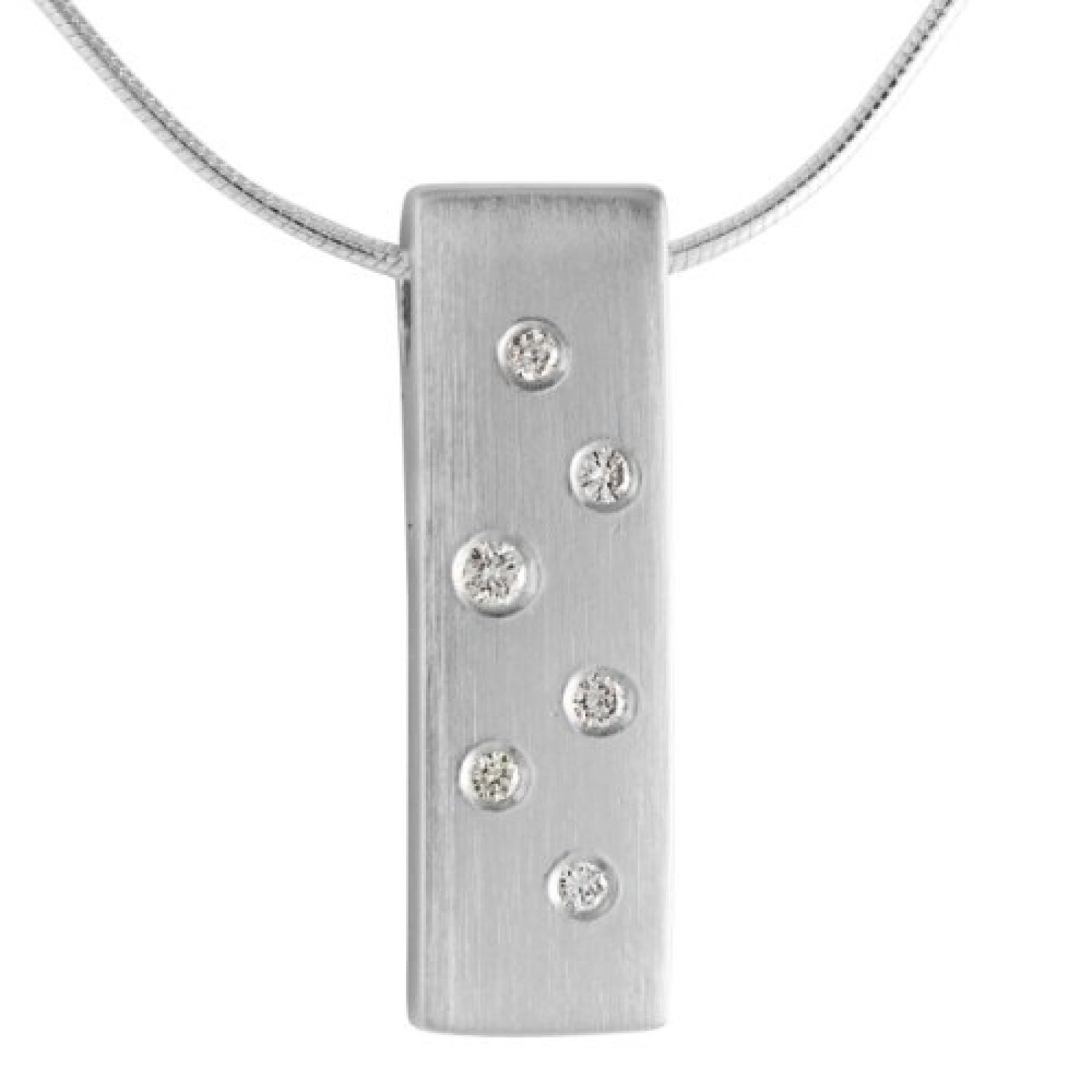 Bella Donna Damen-Collier 925 Sterlin Silber 6 Briilanten 0,12ct. get&ouml;ntes Weiss Piqu&eacute;1 45 cm 106256 