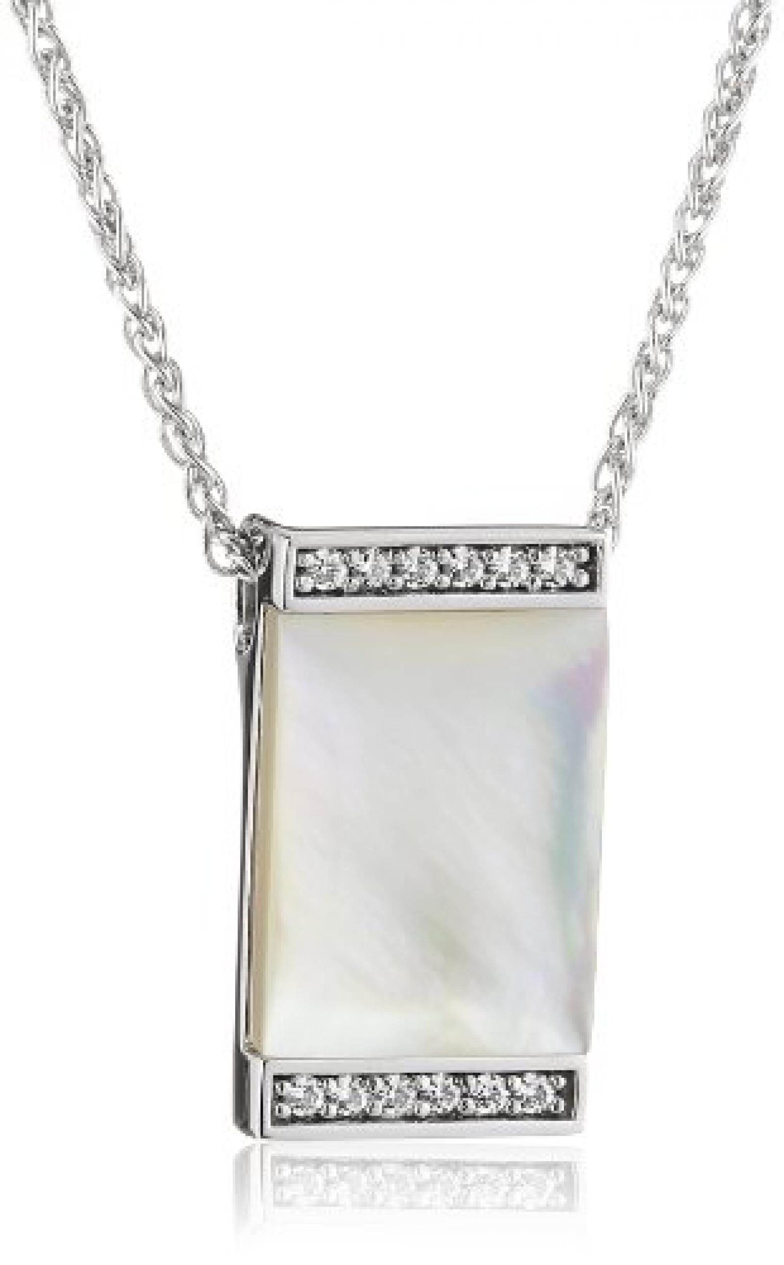 Pierre Cardin Damen Halskette 925 Sterling Silber rhodiniert Kristall Zirkonia Cr&eacute;puscule 42 cm wei&szlig; PCNL90381B420 