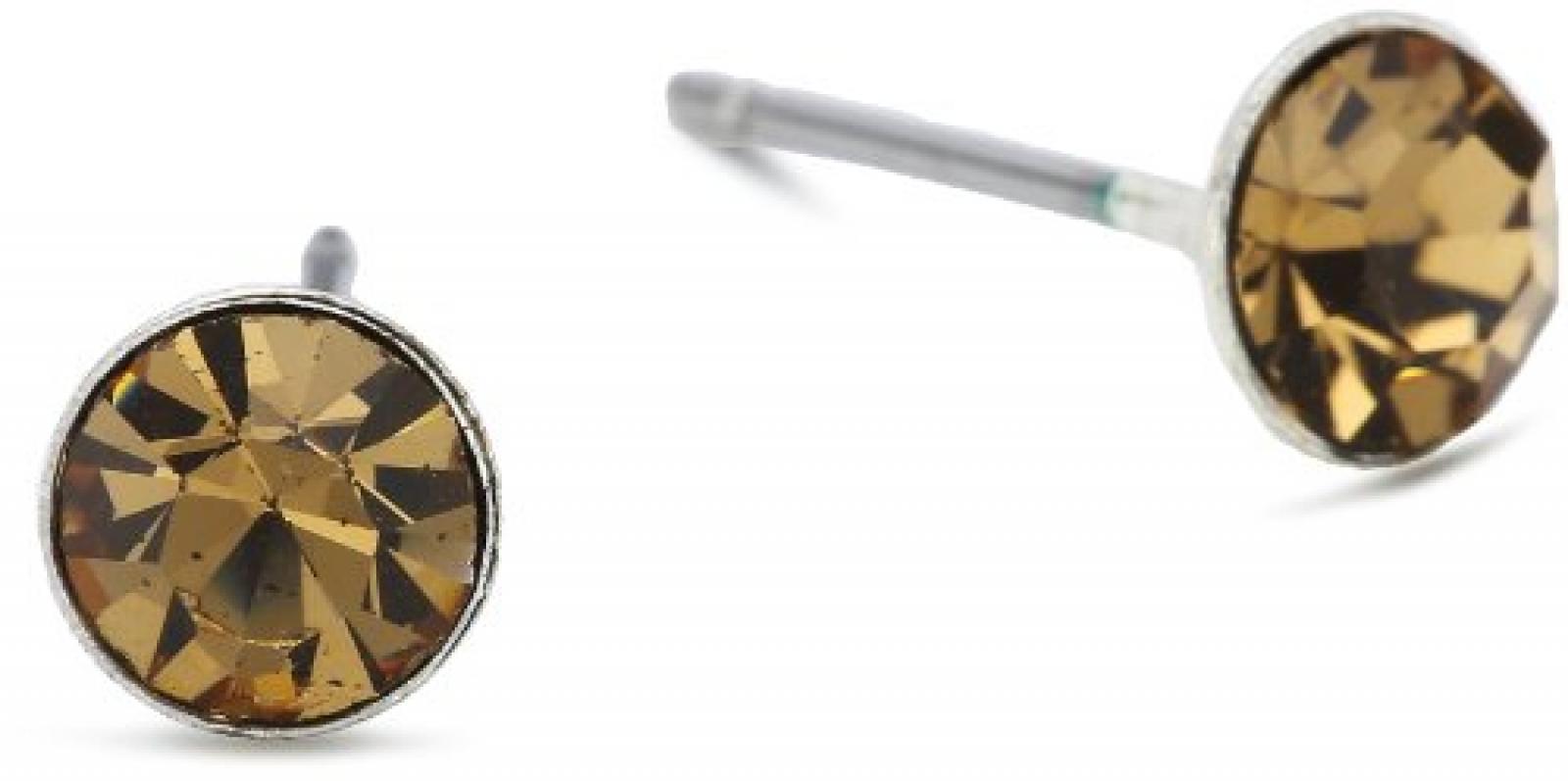 Pilgrim Damen-Ohrring Stud Earrings Versilbert, Braun 646-503 