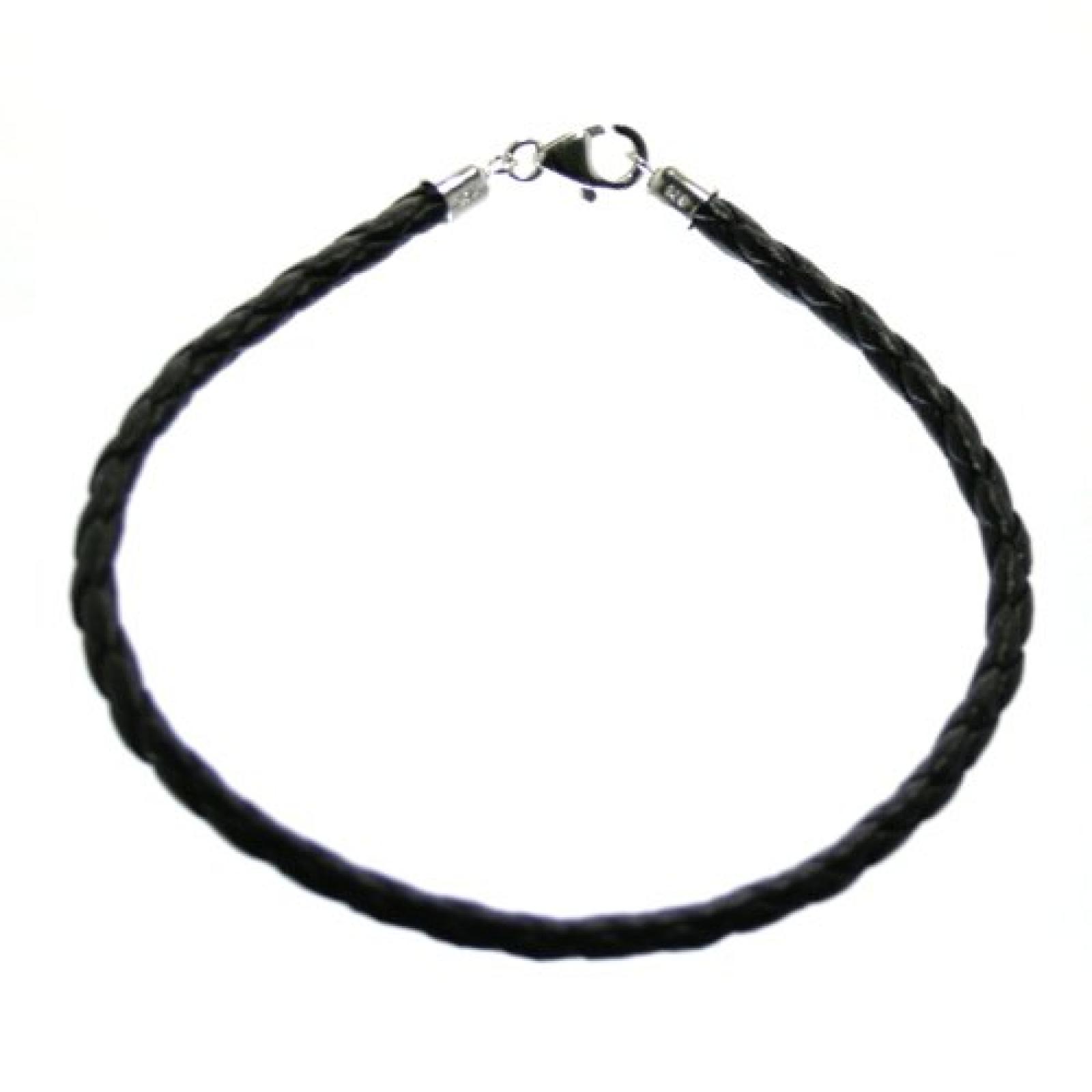 Bella Carina Lederband, Armband für Beads aus geflochtenem schwarzem Leder, 17,5 cm, Grösse 1, Karabiner-Verschluss aus Sterling Silber 925 Bella Carina Lederband, Armband für Beads aus geflochtenem schwarzem Leder, 17,5 cm, Grösse 1, Karabiner-Verschluss aus Sterling Silber 925