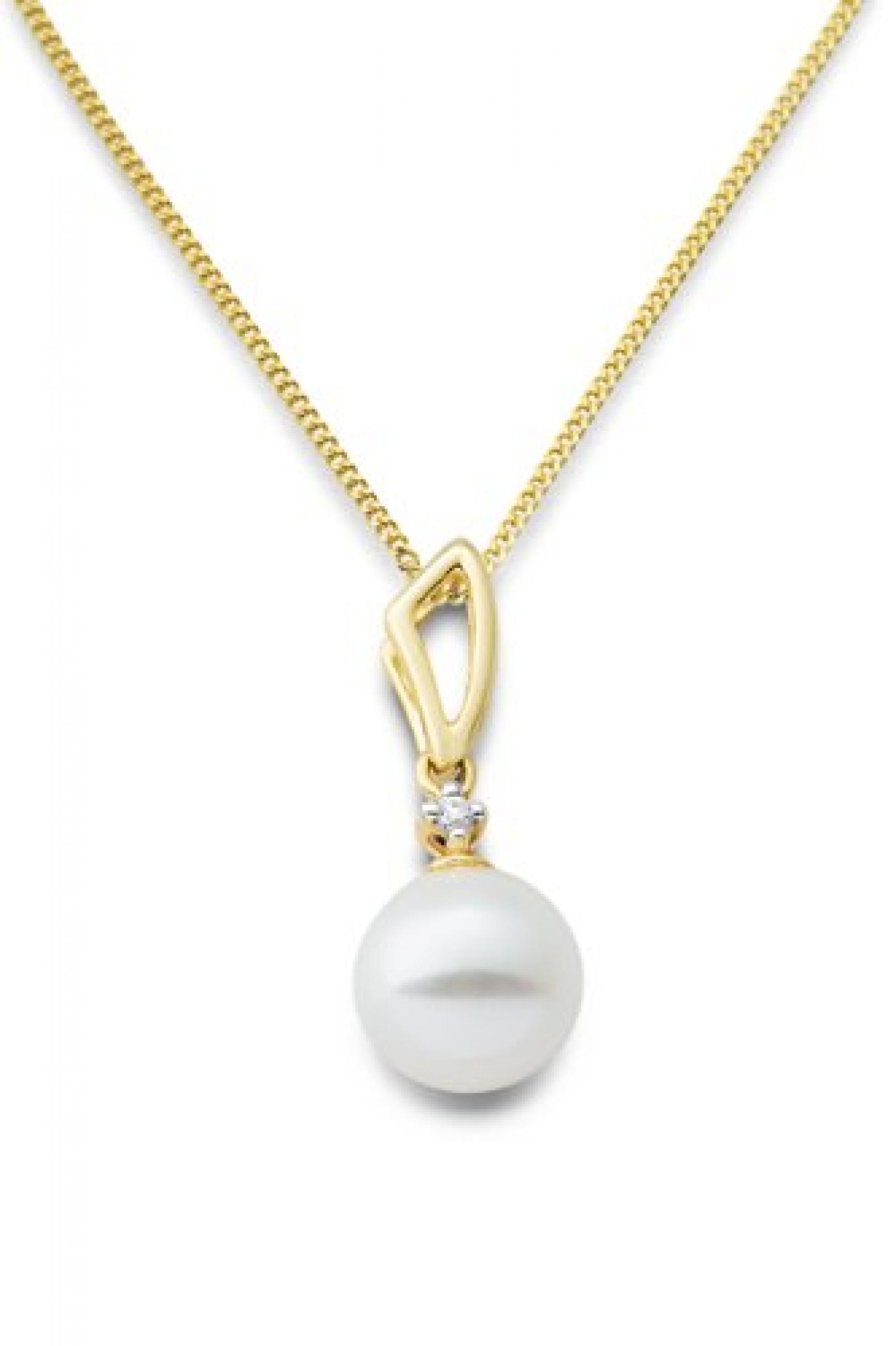 Miore Damen-Halskette 375 Gelbgold 1 Süßwasser-Zuchtperle weiß 1 Brillant farblos 45 cm MG9103N Miore Damen-Halskette 375 Gelbgold 1 Süßwasser-Zuchtperle weiß 1 Brillant farblos 45 cm MG9103N