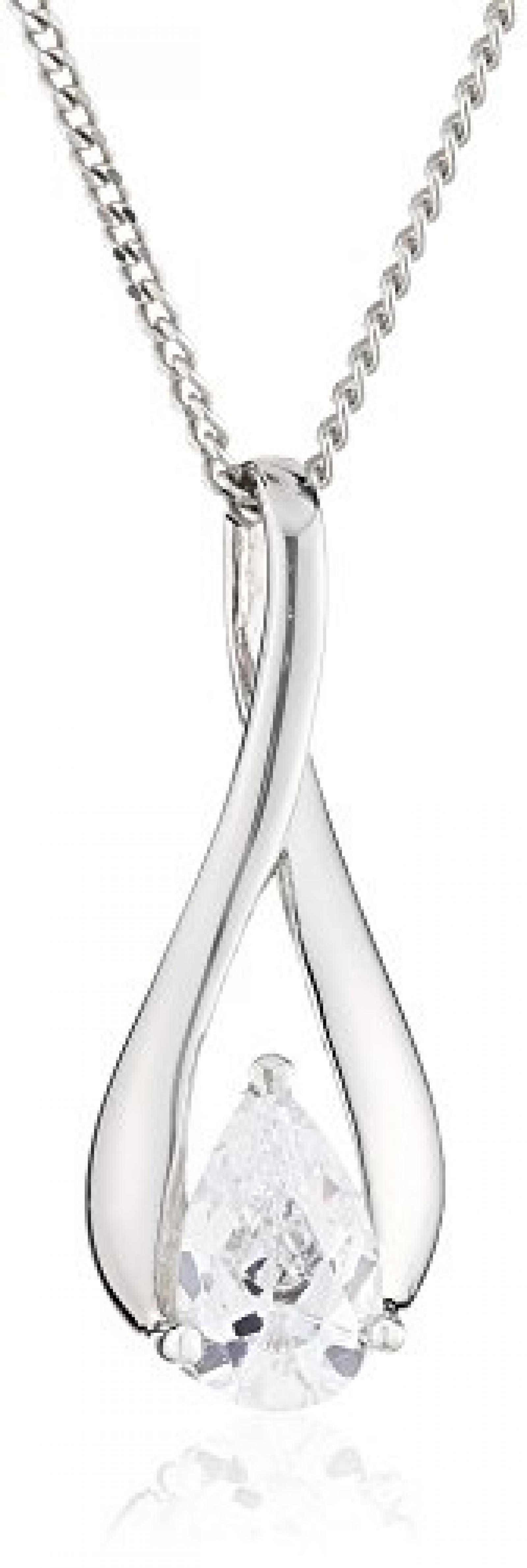 ZEEme Basic Damen-Anh&auml;nger mit Kette 925/- Sterling Silber 42cm Zirkonia wei&szlig; 500244357-42 