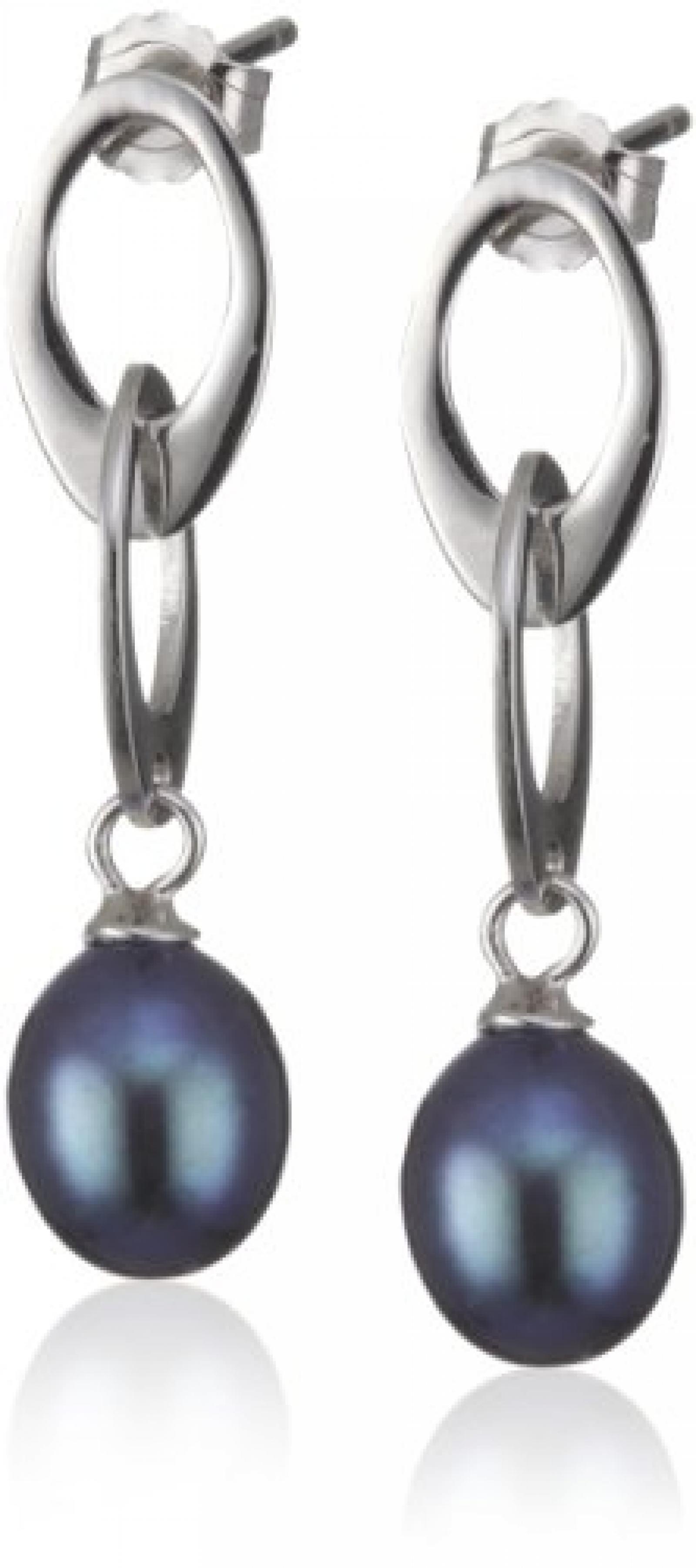 Valero Pearls Fashion Collection Damen-Ohrstecker Hochwertige Süßwasser-Zuchtperlen in ca.  7 mm Tropfenform blau 925 Sterling Silber       60201247 