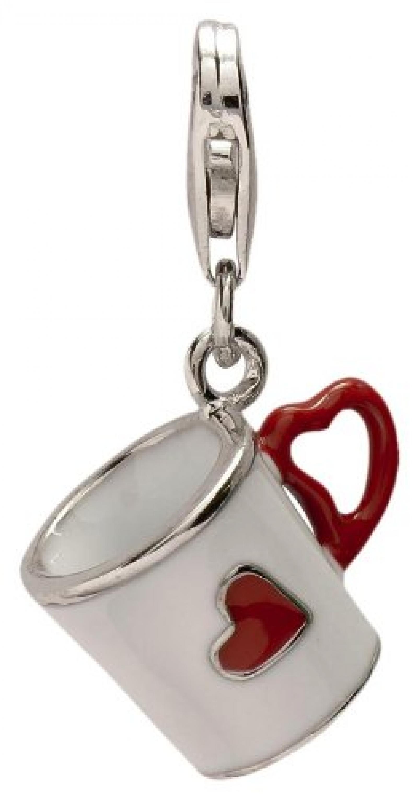 Rafaela Donata Charm Collection Damen-Charm Kaffeetasse 925 Sterling Silber Emaille wei&szlig; / rot  60602074 