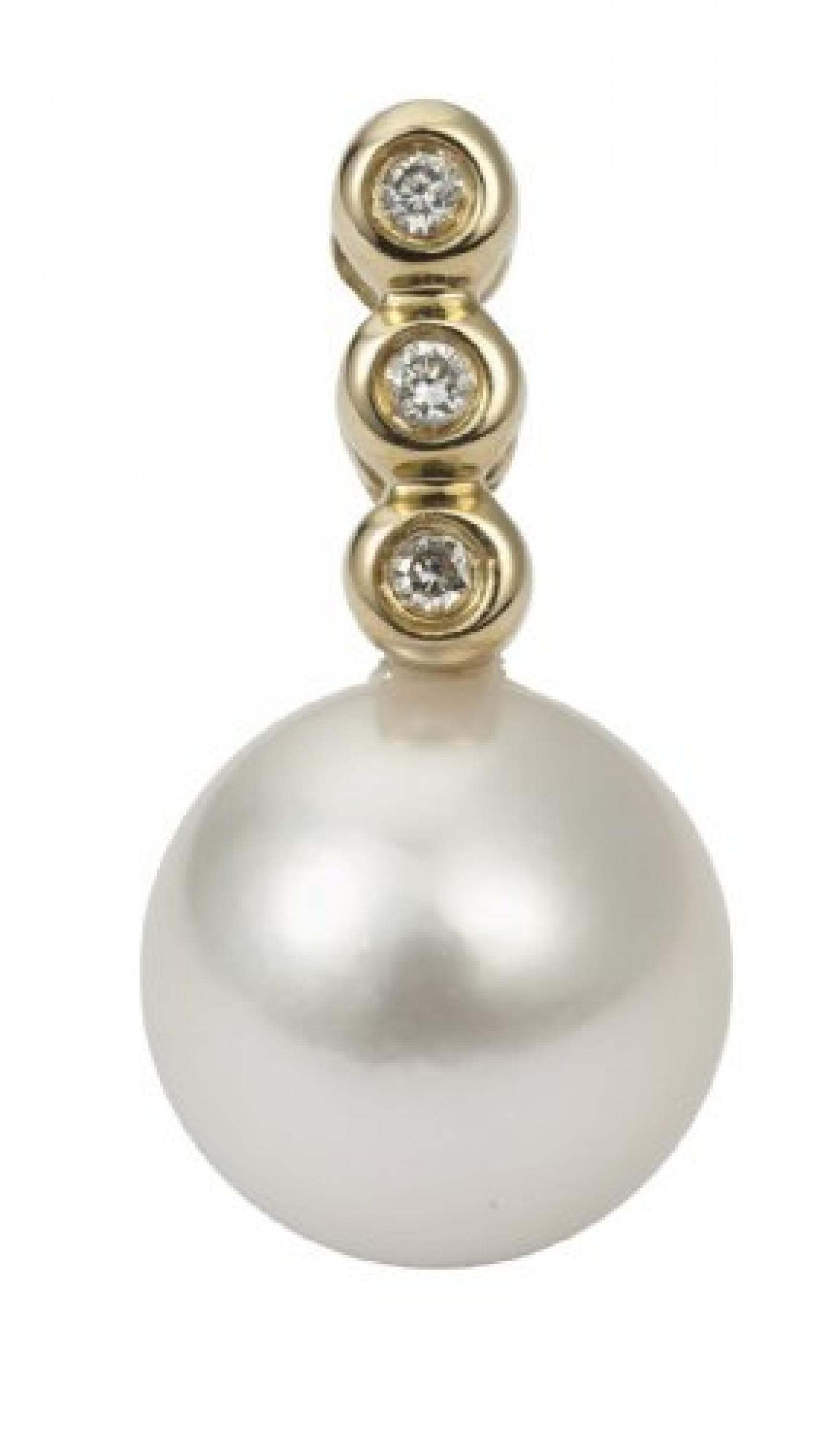 Adriana Damen-Anh&auml;nger Akoya Zuchtperlen mit Brillanten 14 Karat 585 Gelbgold Akoya Premiums PR2-10 
