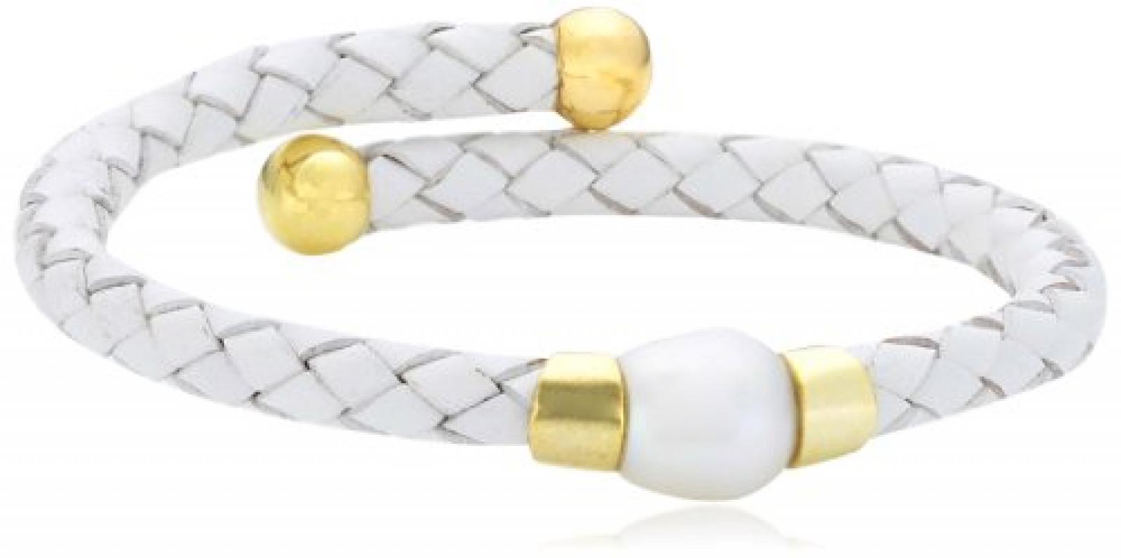 Mike Ellis Damen-Armreif Leder Vergoldetes Metall UF-13 WH 