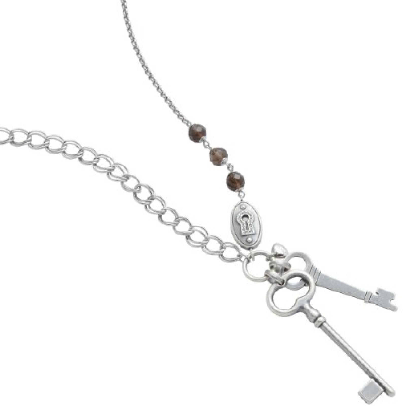 Fossil Damen-Collier Schlüssel Rauchquarz Glassteine 80 cm JF86672040 Fossil Damen-Collier Schlüssel Rauchquarz Glassteine 80 cm JF86672040