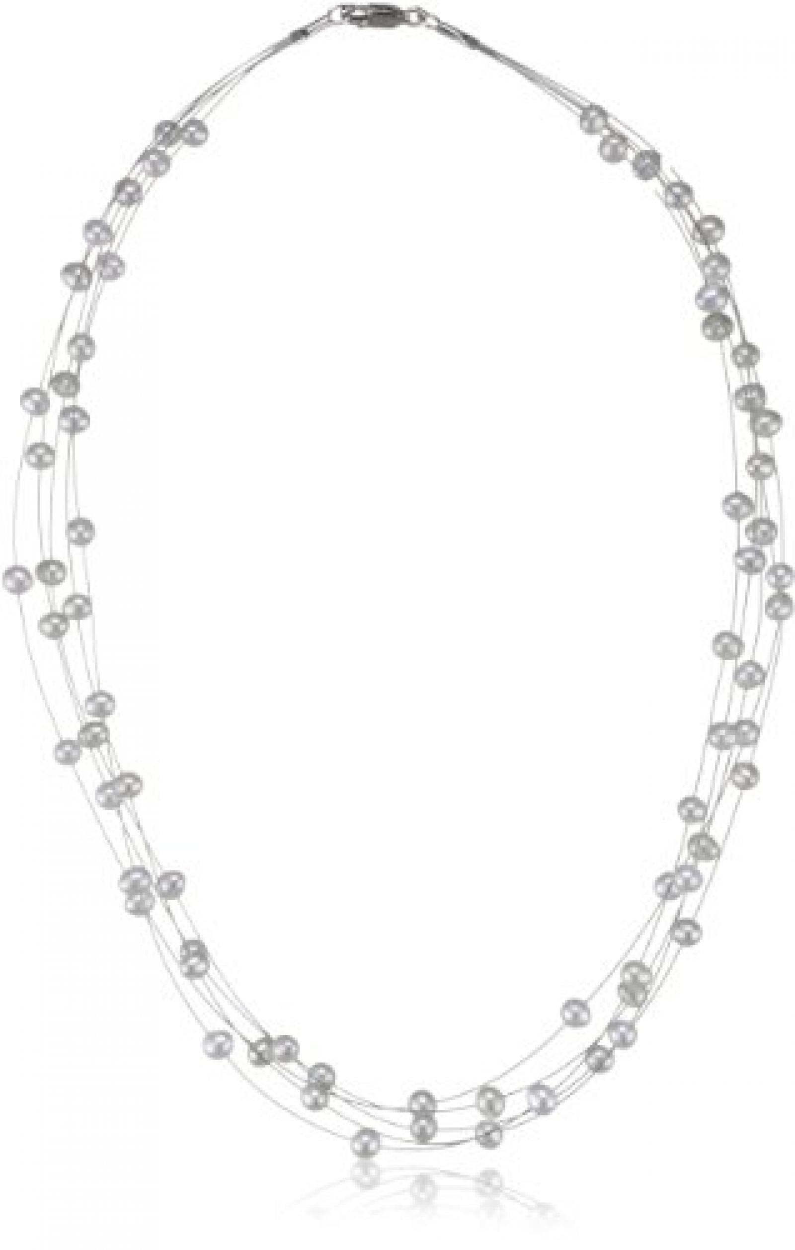 Valero Pearls Classic Collection Damen-Kette Hochwertige Süßwasser-Zuchtperlen in ca.  4 mm Oval weiß 925 Sterling Silber    43 cm   400310 