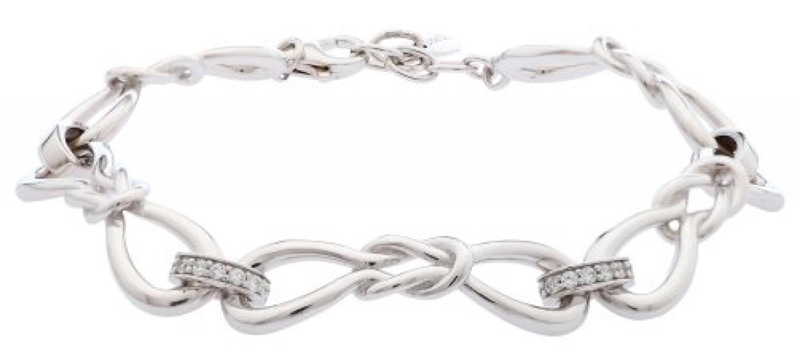 Esprit Damen Armband 925 Sterling Silber rhodiniert Glas Zirkonia love bend glam 18 cm wei&szlig; ESBR91178A180 