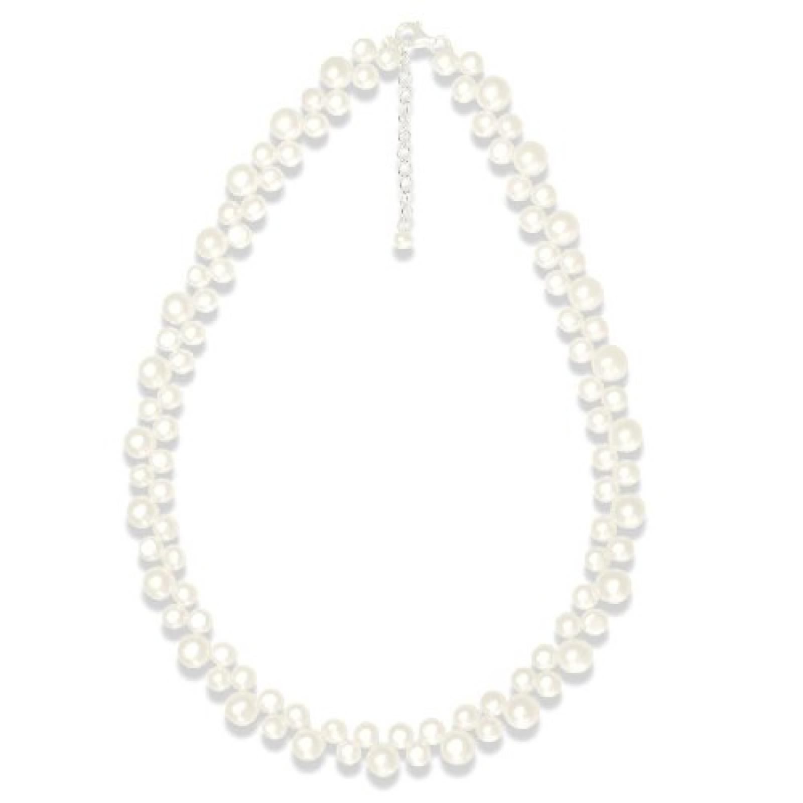 Valero Pearls Classic Collection Damen-Kette Hochwertige Süßwasser-Zuchtperlen in ca.  6-8 mm Button weiß 925 Sterling Silber    42 cm + 5 cm Verlängerung   145150 