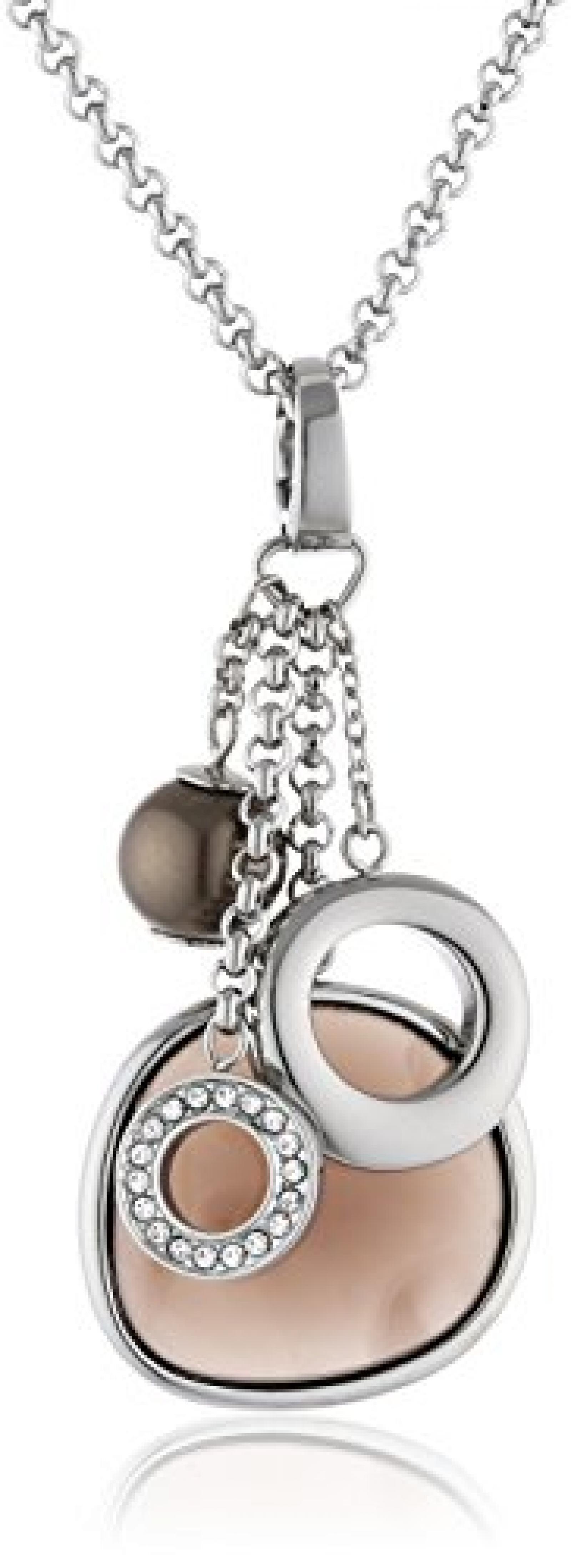 Fossil Damen-Collier Edelstahl mit Rauchquarz, Perle und Glassteinen 45 cm JF85558040 Fossil Damen-Collier Edelstahl mit Rauchquarz, Perle und Glassteinen 45 cm JF85558040
