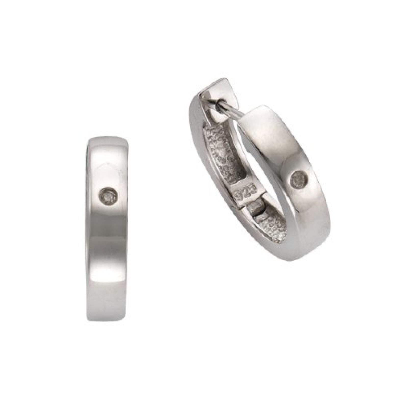 Celesta Damen-Creolen 925 Sterling Silber 2x Brillant 0,02ct. 360210174 