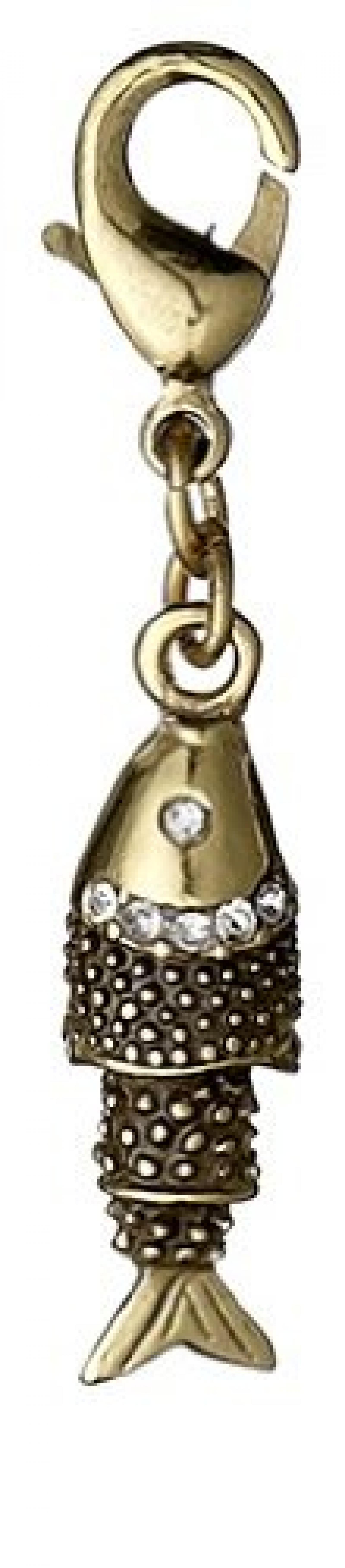 Pilgrim Jewelry Damen-Anhänger Messing aus der Serie vergoldet,weiß 3.8 cm 401322011 