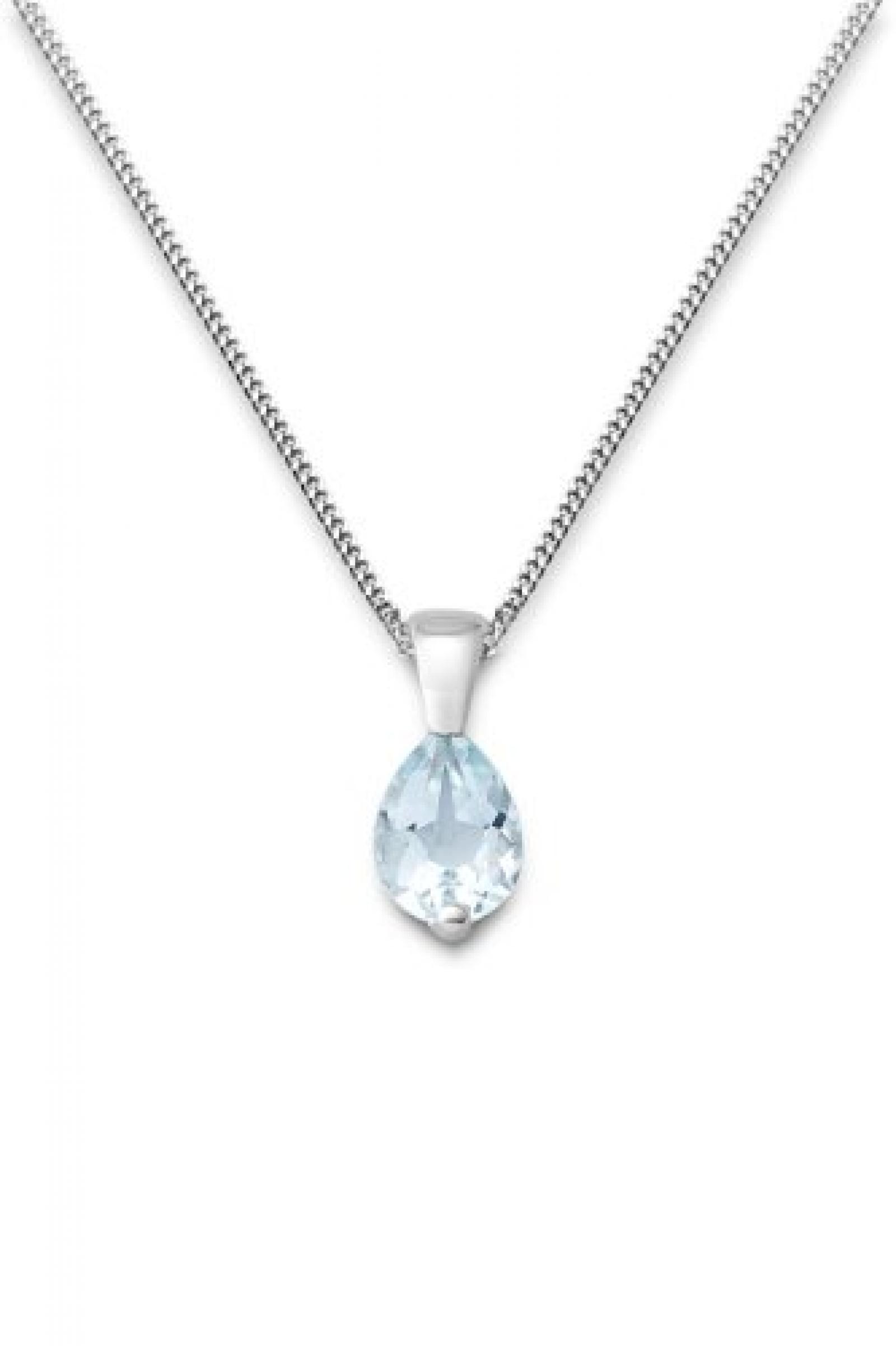 Miore Damen-Halskette Tropfen 375 Weißgold 1 Aquamarin 0.59ct blau 45 cm MG9077N 