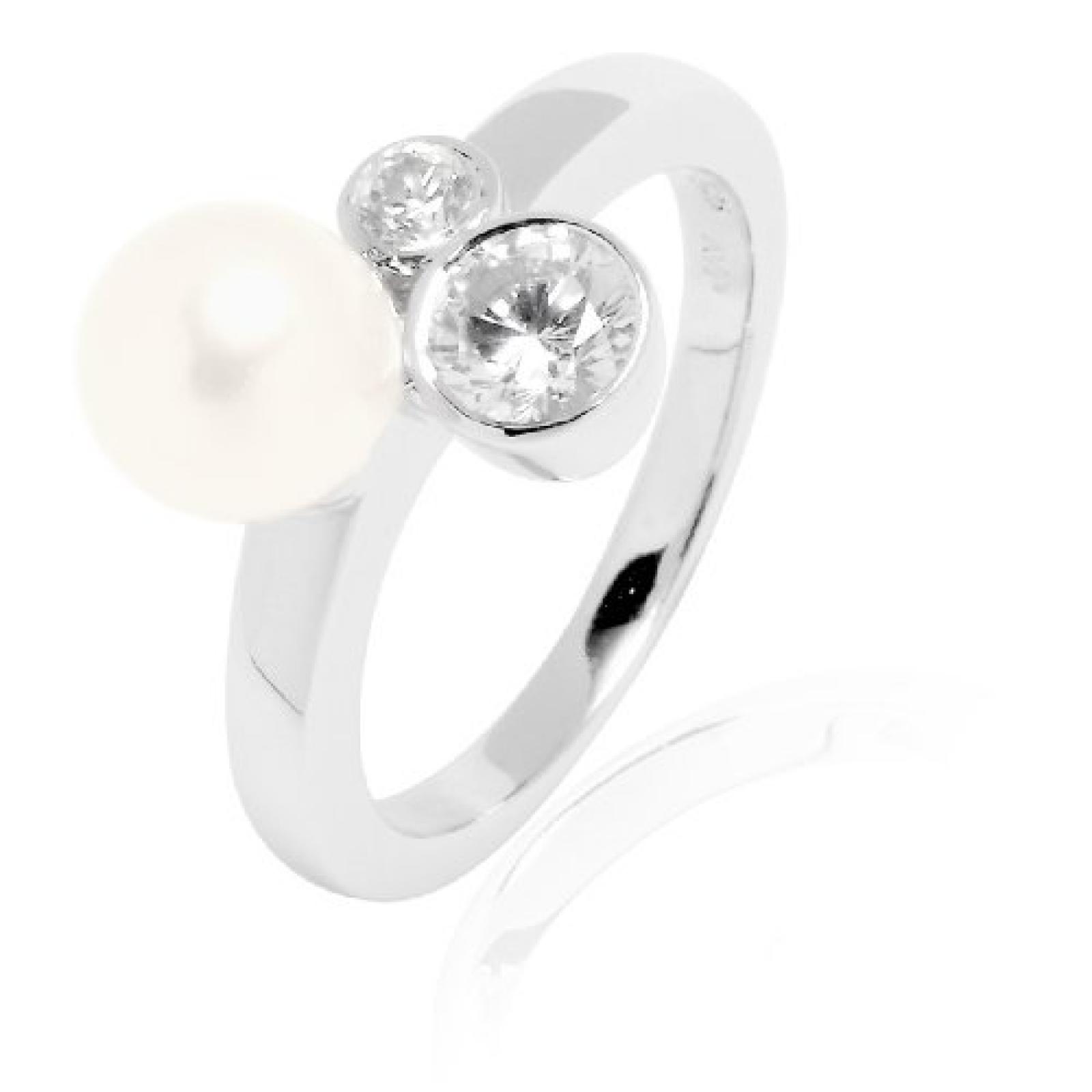 Valero Pearls Damen-Ring Silver Collection 925 Sterling Silber Süßwasser-Zuchtperlen weiß 60200012 