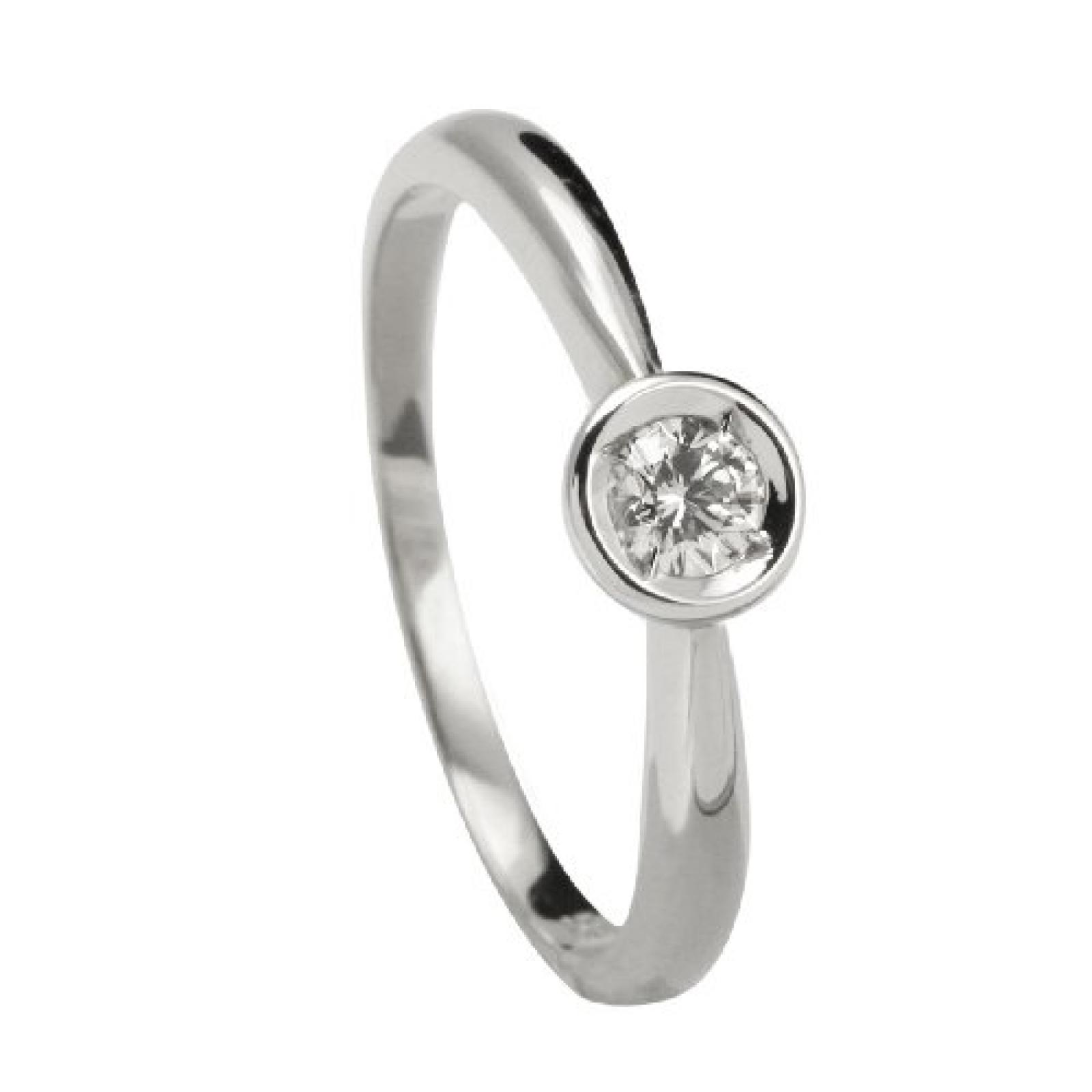 Bella Donna Damen Diamantring 585/000 Wei&szlig;-Gold 1 Brillant 0,12ct. Wei&szlig; Piqu&eacute; 