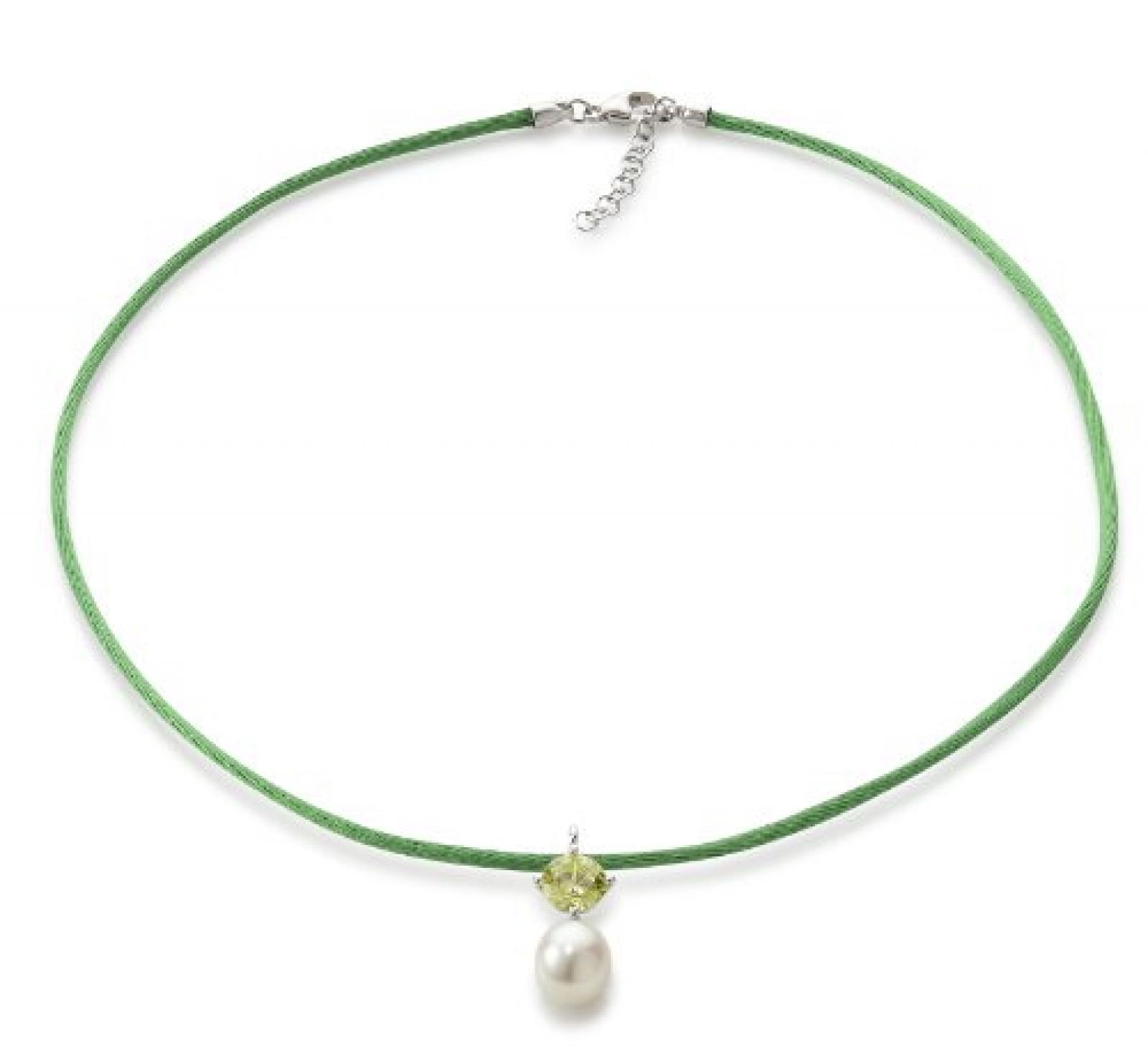 Adriana Damen-Kette S&uuml;&szlig;wasser Zuchtperlen lime 925 Sterling-Silber Rainbow 42 cm RAK-G 