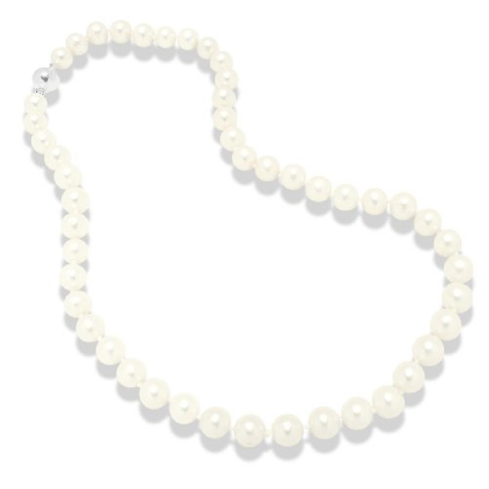 Valero Pearls Classic Collection Damen-Kette mit Süßwasser-Zuchtperlen in ca.  10 mm Rund weiß 925 Sterling Silber 52 cm 340315 