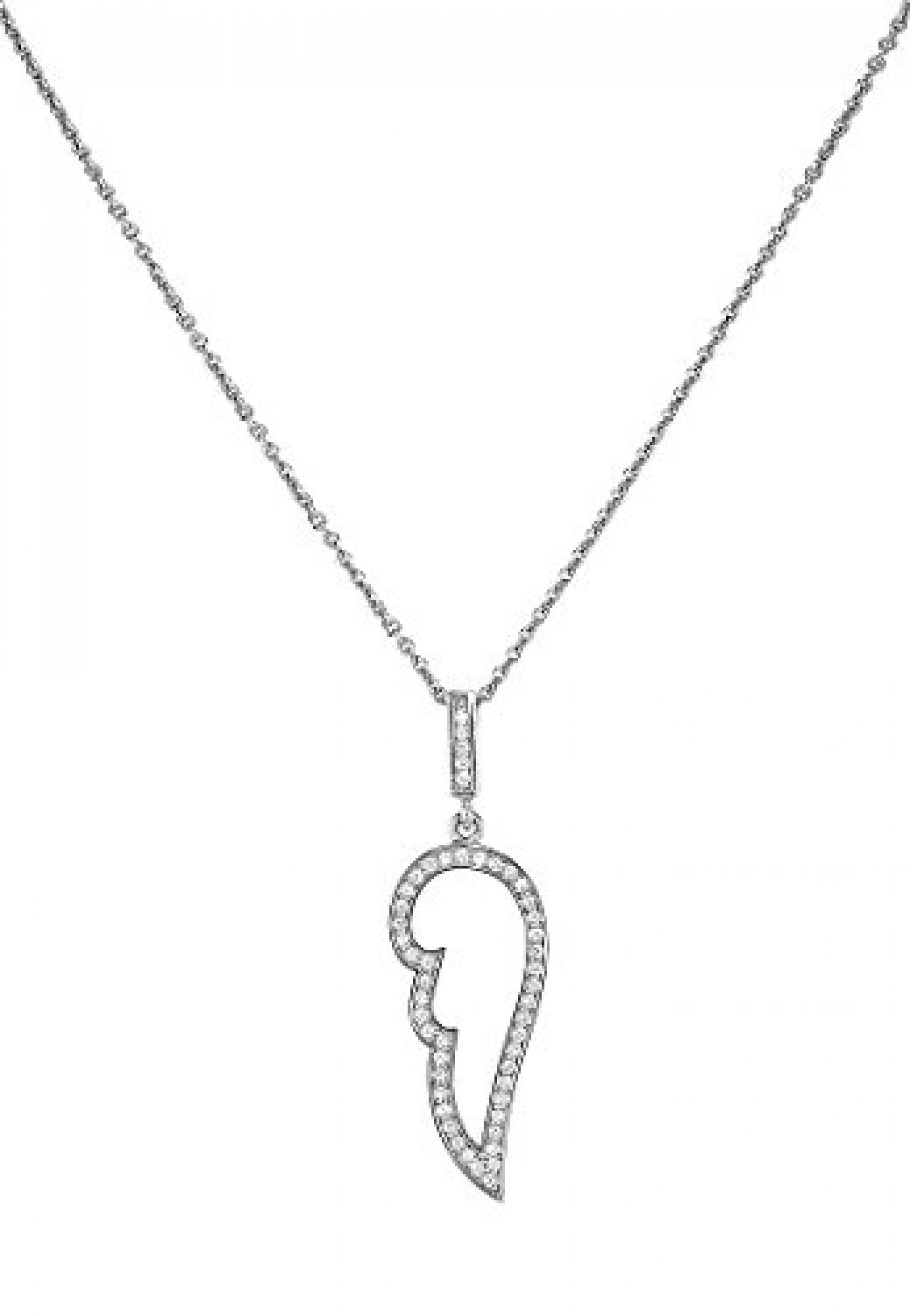 JETTE Silver Damen-Collier Angel Dust 925er Silber rhodiniert 50 Zirkonia silber, One Size 