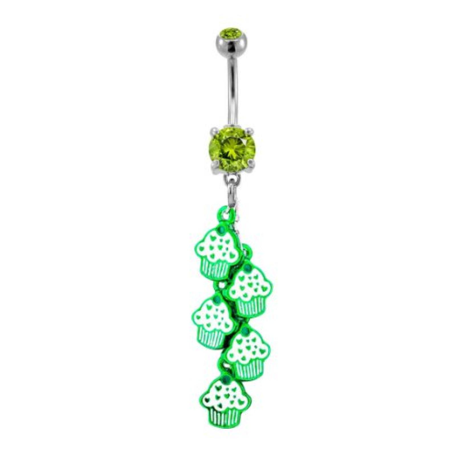 Metal Mafia Bauchnabelpiercing CHAINED GREEN CUPCAKES Metal Mafia Bauchnabelpiercing CHAINED GREEN CUPCAKES