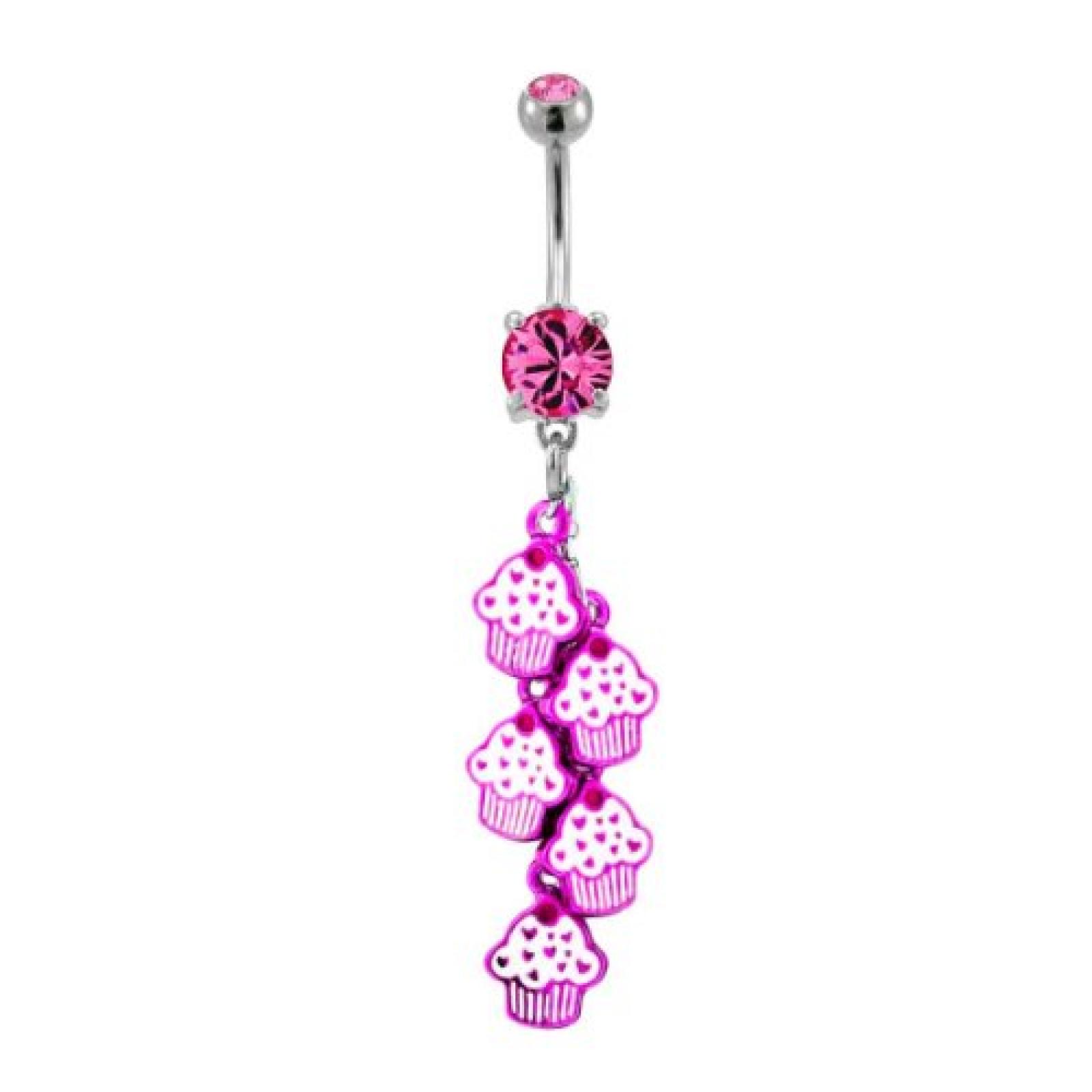 Metal Mafia Bauchnabelpiercing CHAINED PINK CUPCAKES Metal Mafia Bauchnabelpiercing CHAINED PINK CUPCAKES