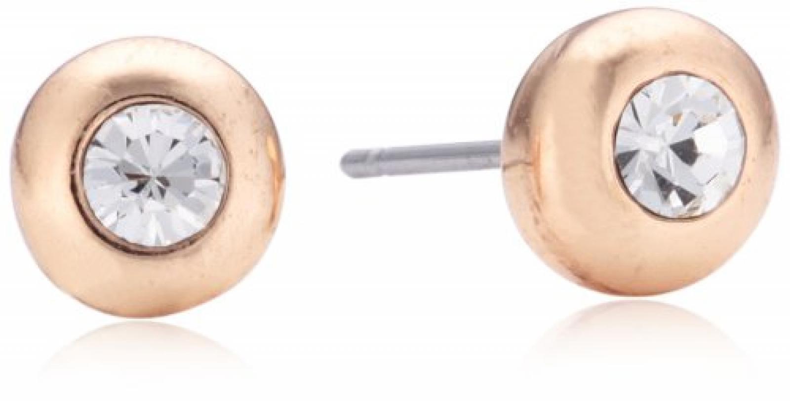 Pilgrim Jewelry Damen-Ohrstecker aus der Serie Classic ros&eacute;gold beschichtet wei&szlig; 0.6 cm 601314013 