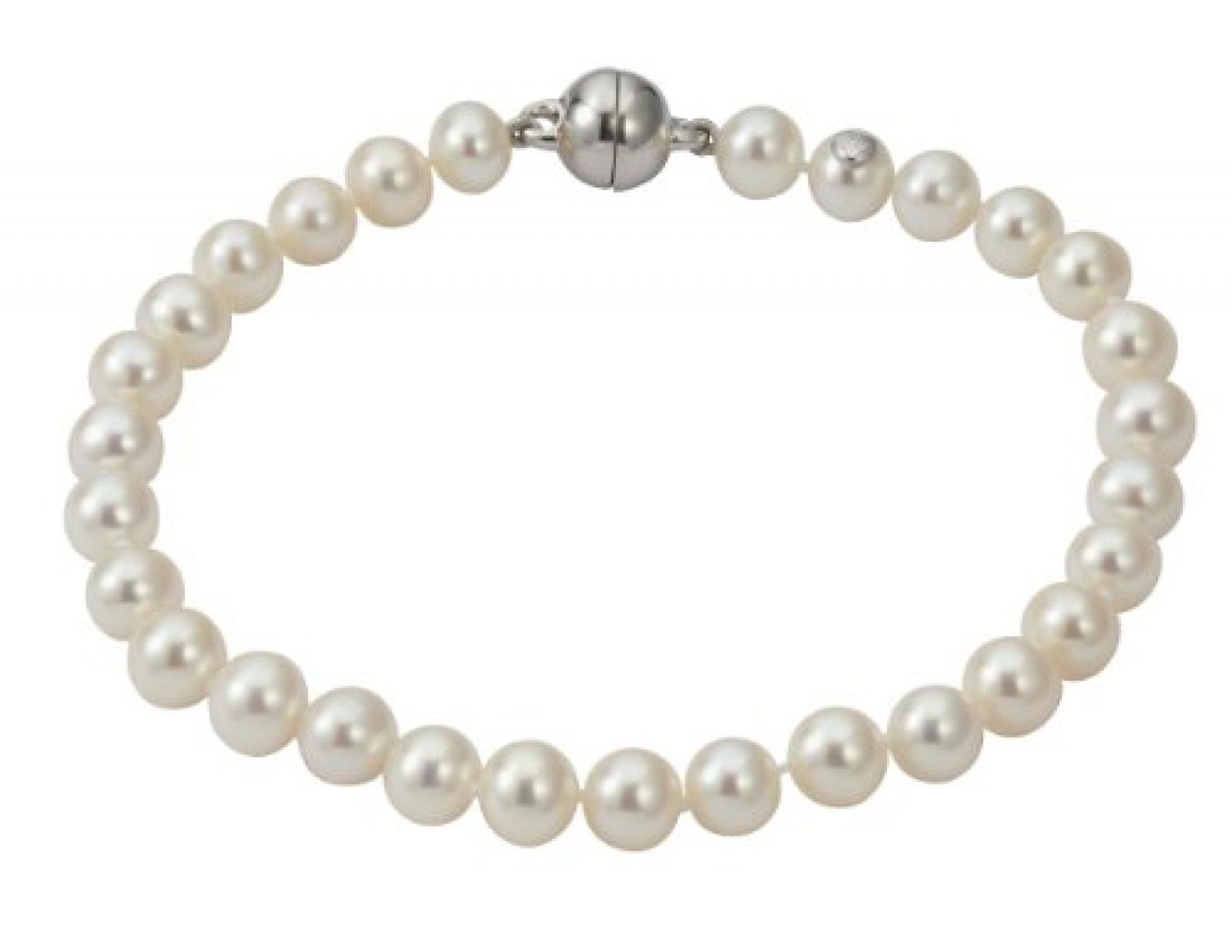 Adriana Damen-Armband S&uuml;&szlig;wasser Zuchtperlen mit Magnetverschluss 925 Sterling Silber SWZP wei&szlig; Premium PR5-2 