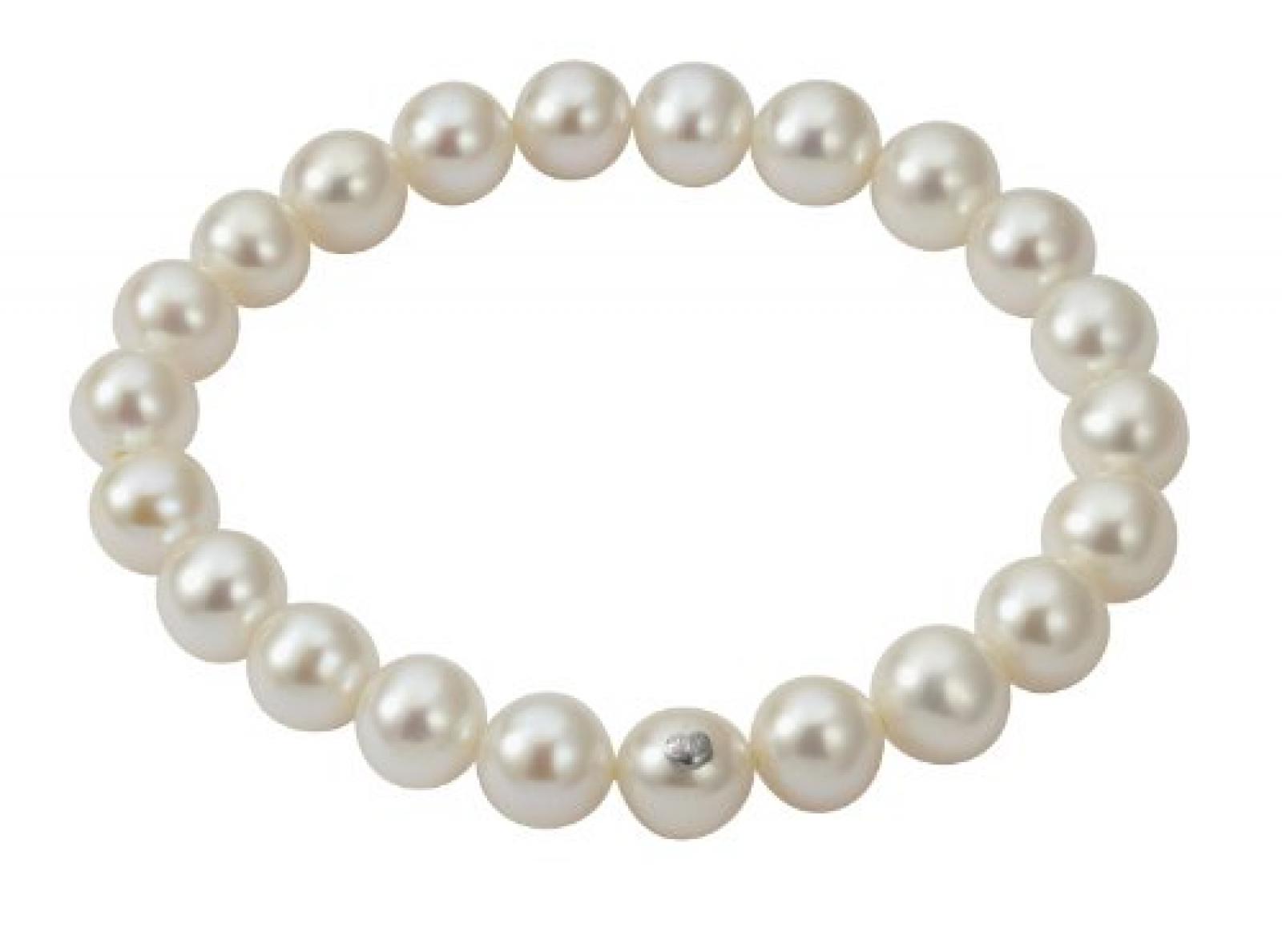 Adriana Damen-Armband S&uuml;&szlig;wasser Zuchtperlen elastisch 925 Sterling Silber SWZP wei&szlig; Premium PR5-9 
