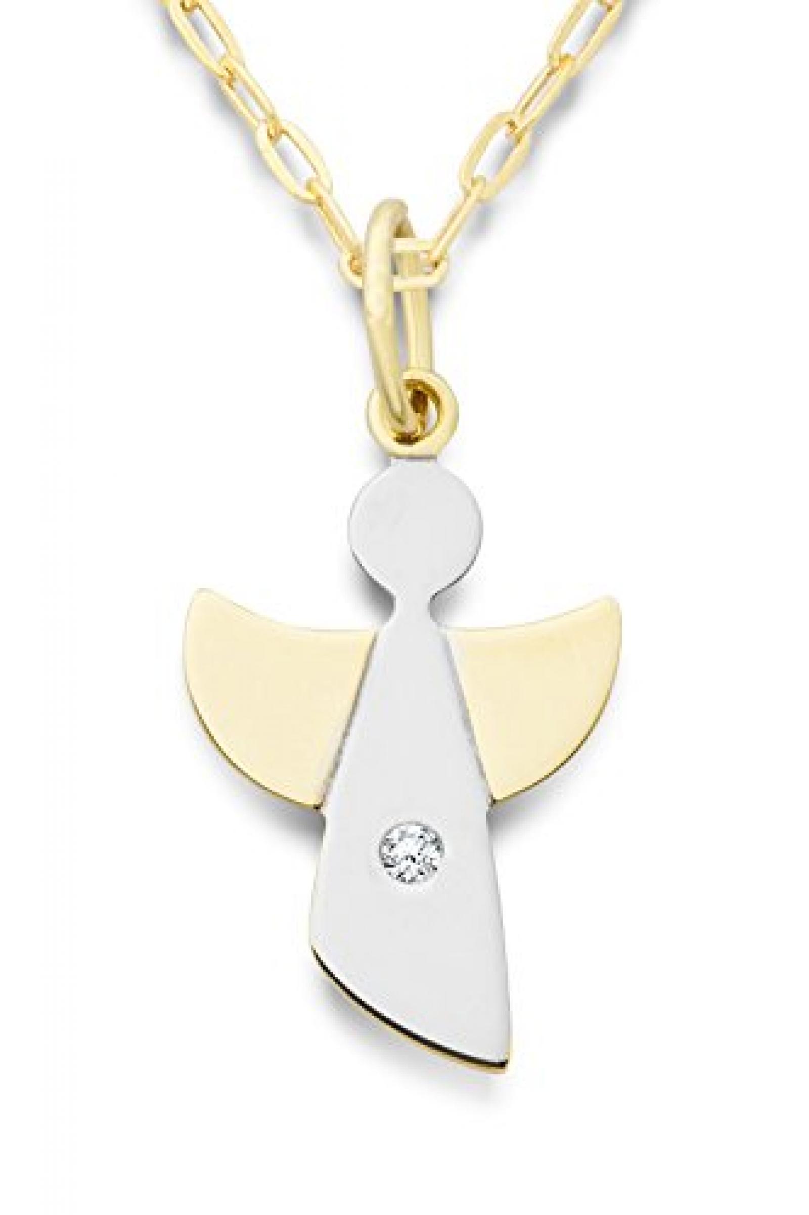 Miore Damen-Halskette mit Anh&auml;nger Schutzengel Brillant 9 Karat 375 Gelbgold 45cm MA9044N 