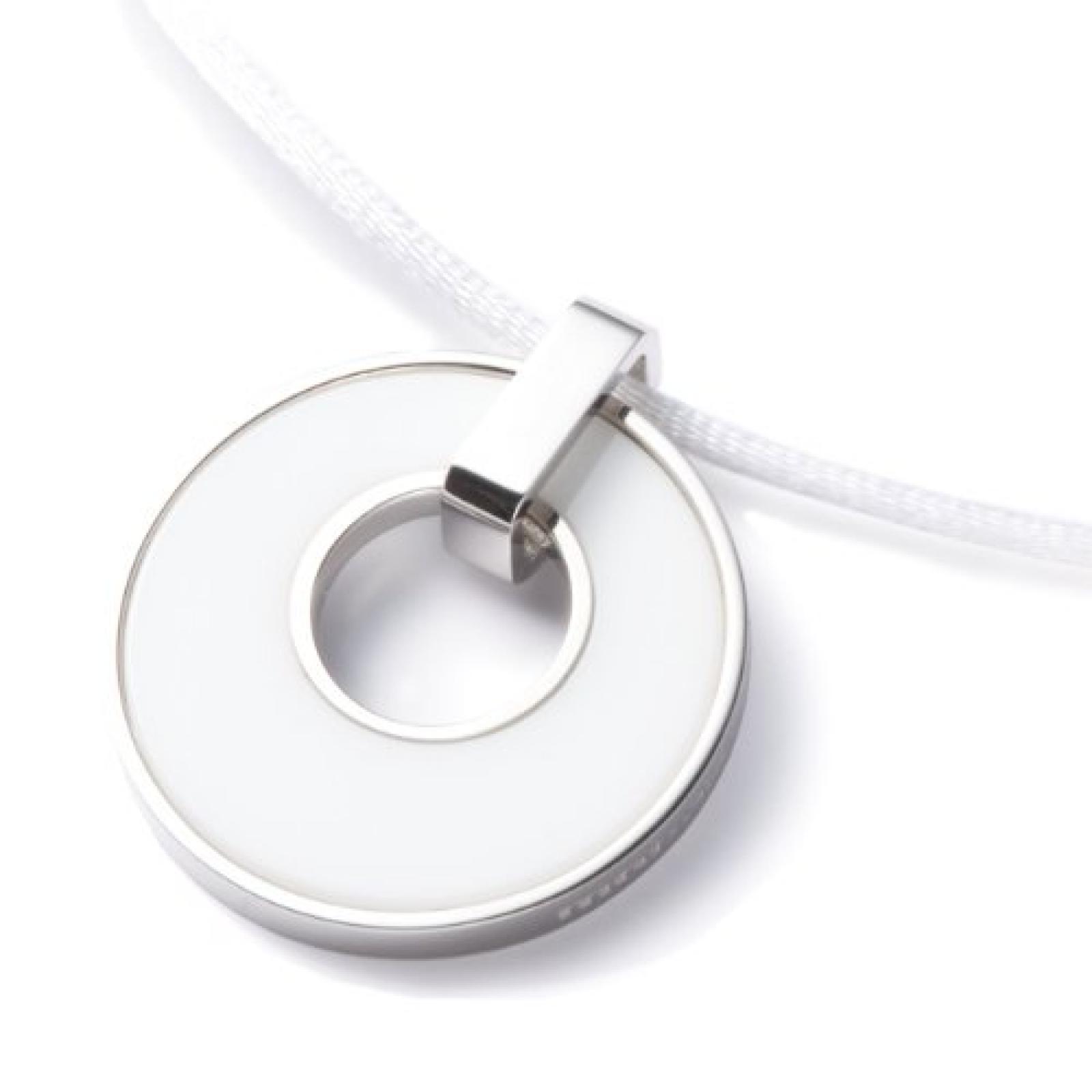 Monomania Damen-Halskette Kreis Edelstahl Achat wei&szlig; 100 cm 50500 