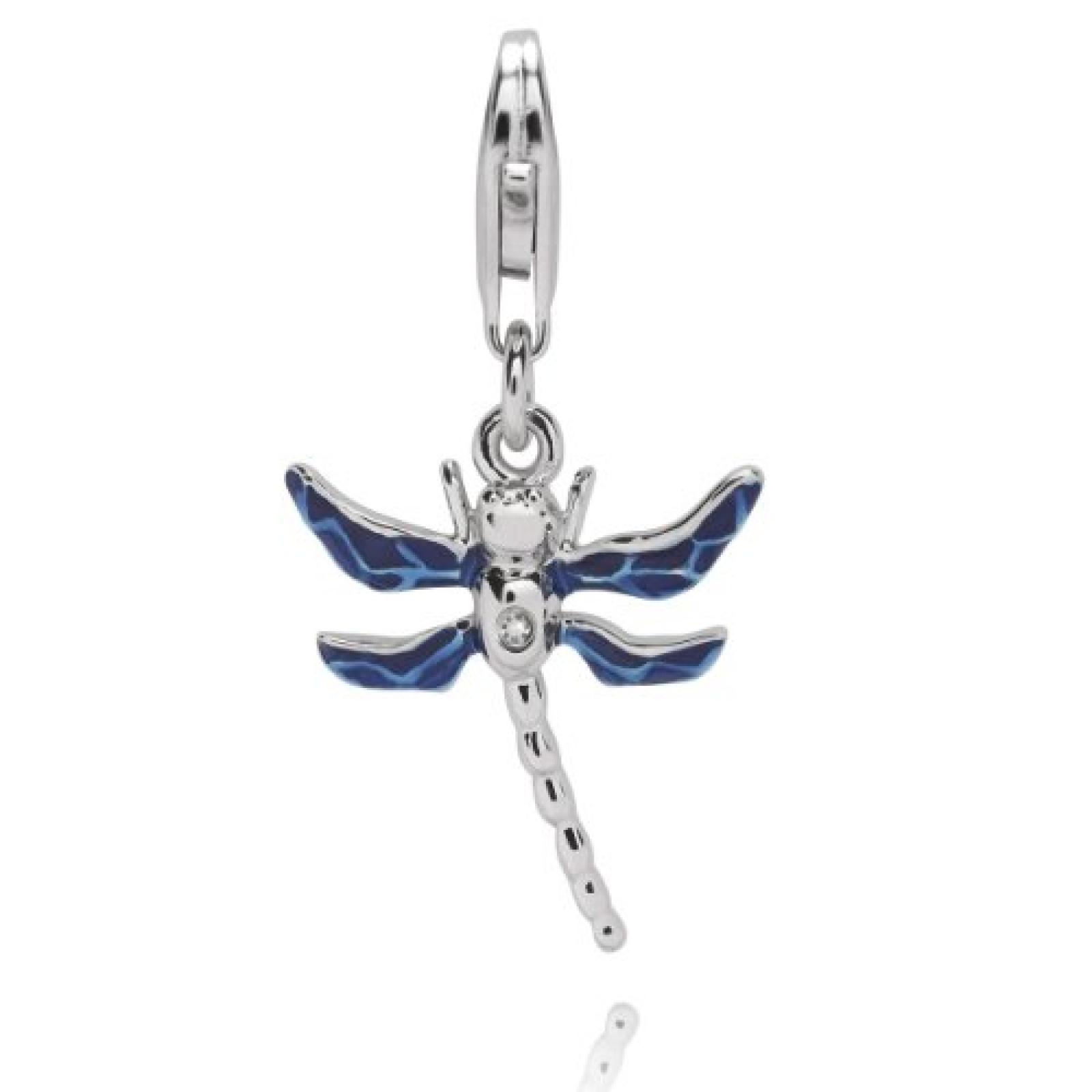 Rafaela Donata Damen-Charm Libelle Diamond Collection 925 Sterling Silber Diamant Emaille blau  60250107 