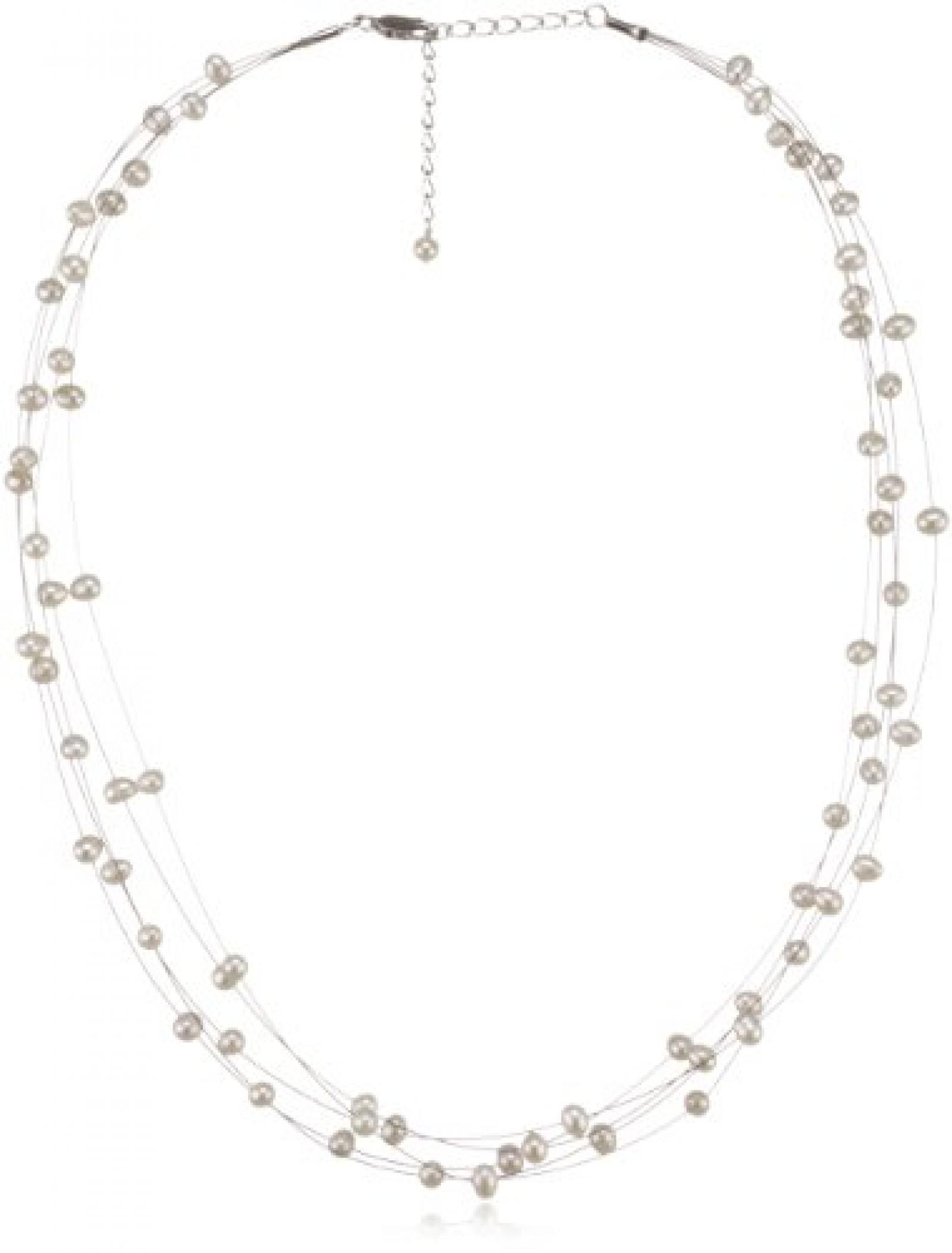 Valero Pearls Classic Collection Damen-Kette SW-Zuchtperlen oval weiß 925 Sterling Silber    50 cm   400311 