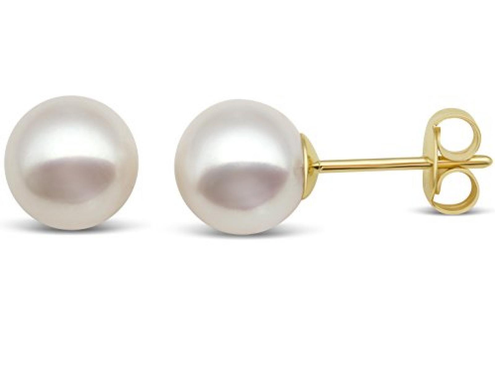 Miore Damen-Ohrstecker 375 Gelbgold 2 S&uuml;&szlig;wasser-Zuchtperlen wei&szlig; 8 mm MG9063E 