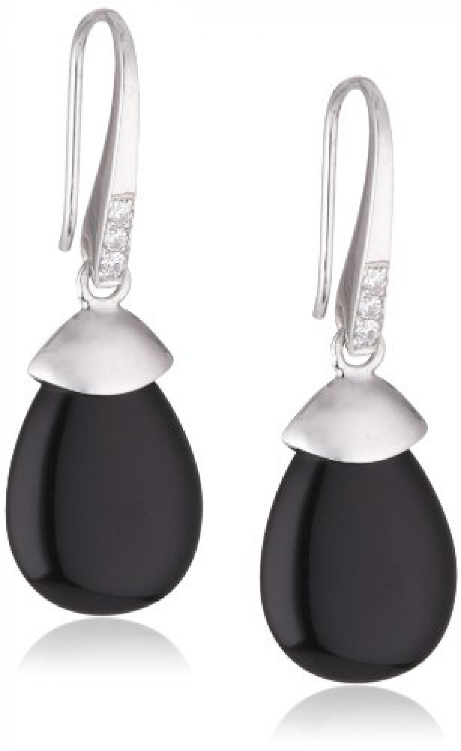 Viventy Damen-Ohrh&auml;nger 925 Sterling Silber mit 1 Zirkonia in weiss und 1 Onyx in schwarz 763774 