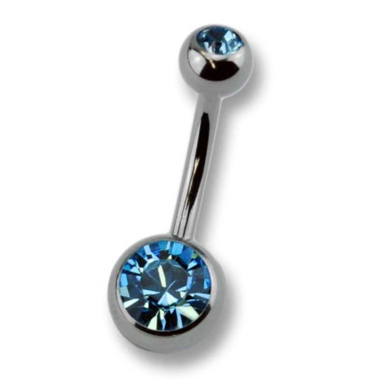 Zeeme Unisex-Piercing 10mm Und Zwei Dunkelblauen Kristallen 159000077-10mm 