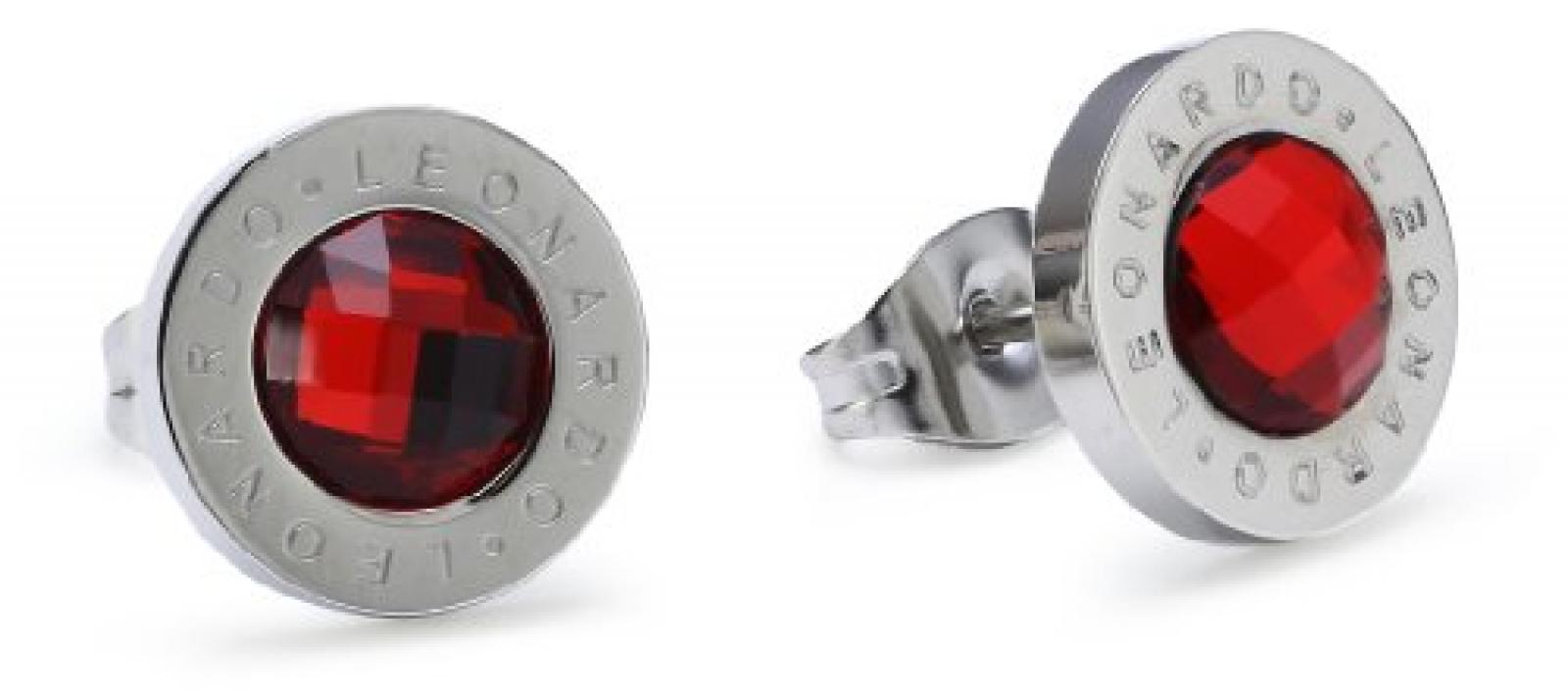 Leonardo Jewels Classic Damenohrstecker Edelstahl + Glas rot 