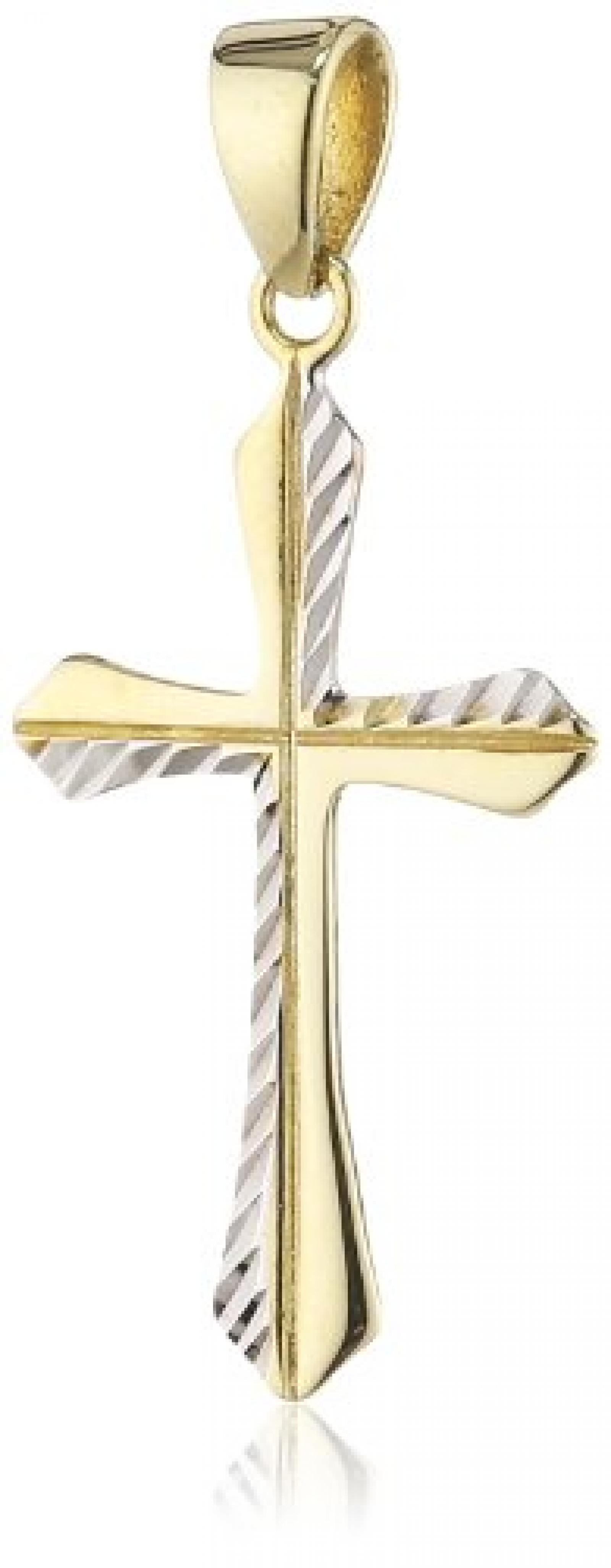 ZEEme Kinder-Anh&auml;nger Kreuz Gold 333 Bicolor diamantiert 324340086 