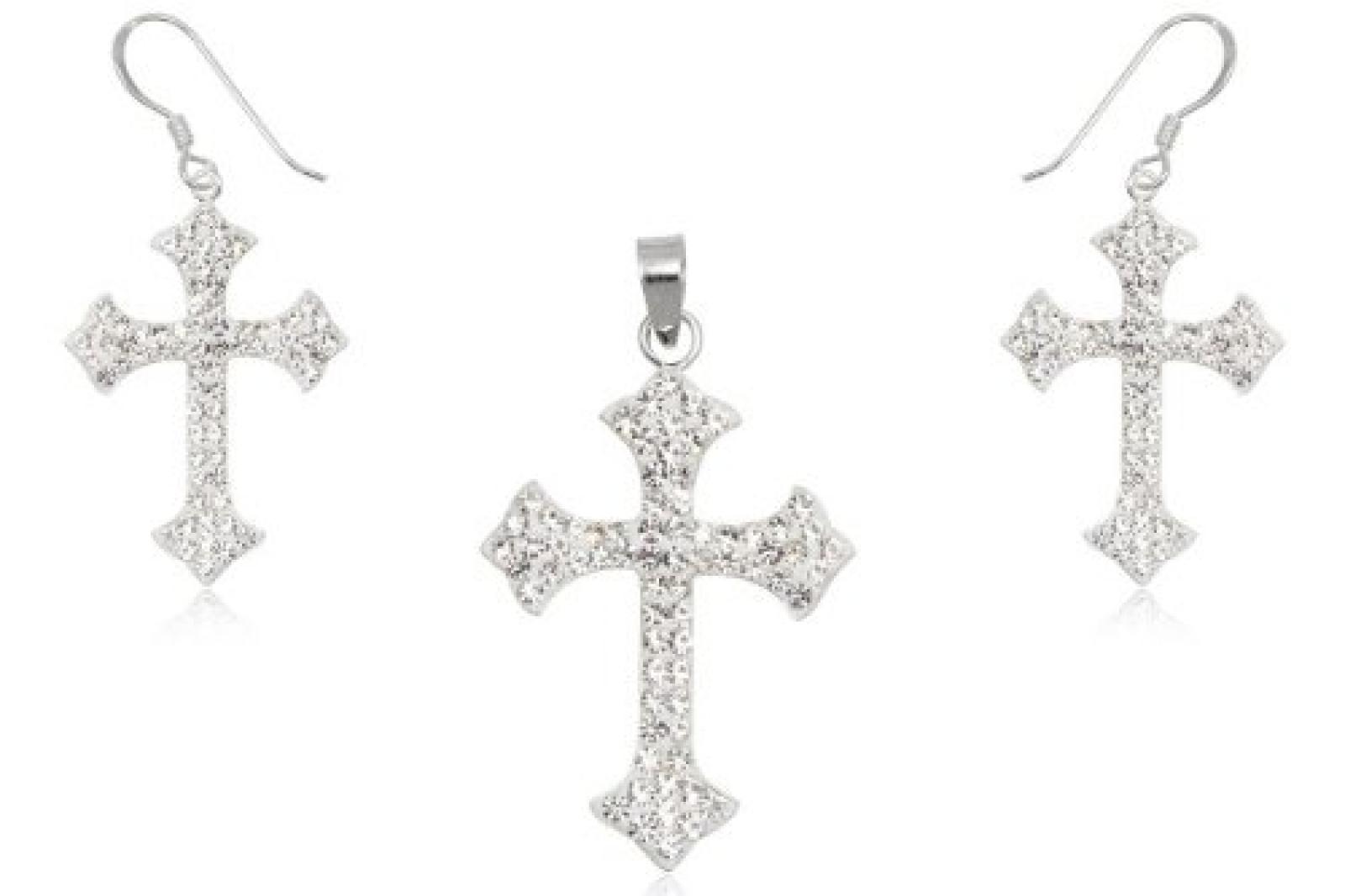 EYS Damen-Schmuckset Kreuze 925 Sterling Silber Kristalle weiß im Etui - UVP 40.90 € EYS Damen-Schmuckset Kreuze 925 Sterling Silber Kristalle weiß im Etui - UVP 40.90 €