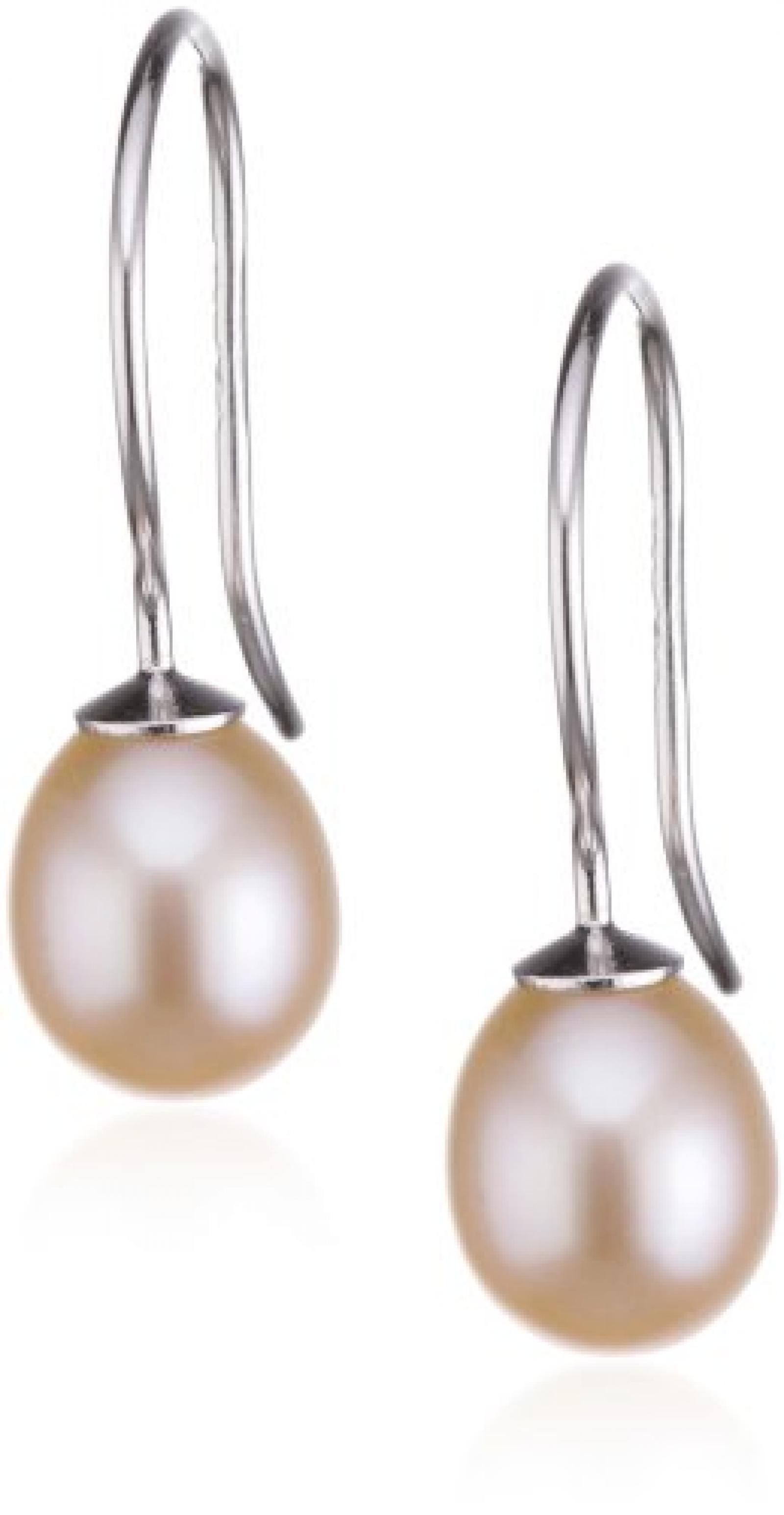 Valero Pearls Classic Collection Damen-Ohrh&auml;nger Hochwertige S&uuml;&szlig;wasser-Zuchtperlen in ca.  8 mm Tropfenform apric&oacute;t 925 Sterling Silber       354021 