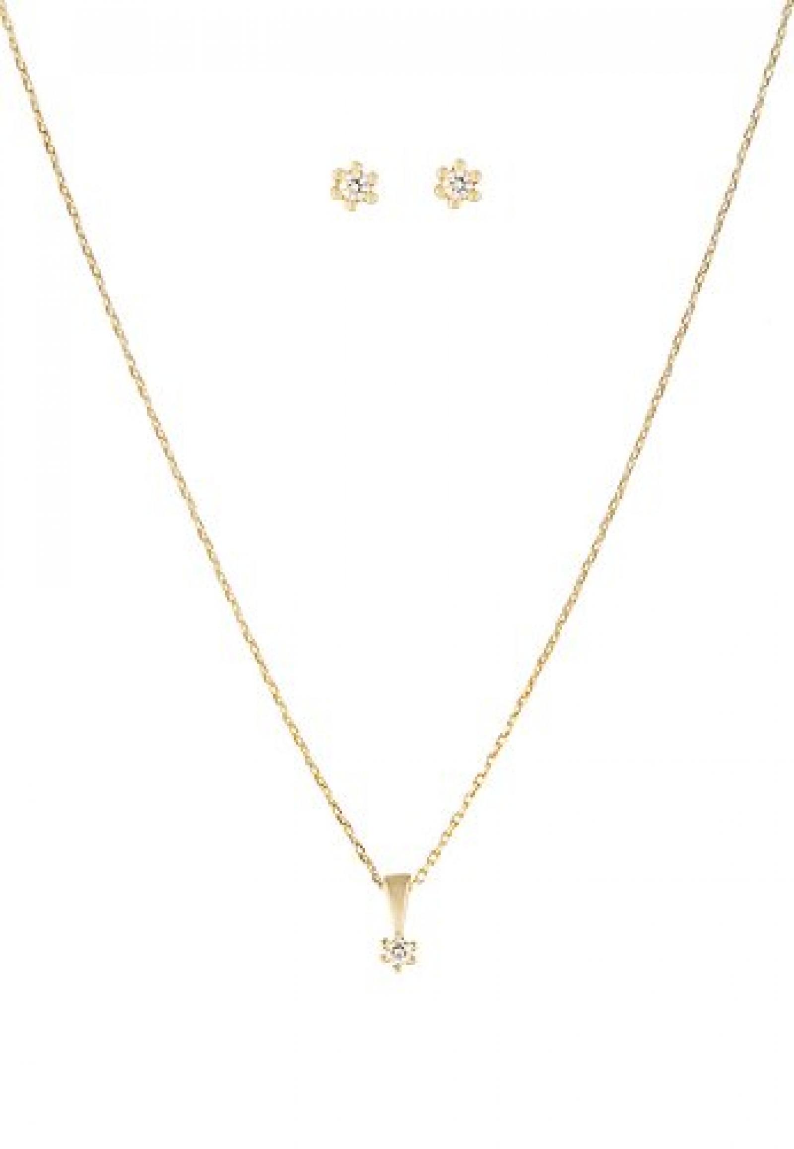 CHRIST Diamonds Damen-Schmuckset 333er Gelbgold 1 Brillanten 2 Brillanten zus. ca. 0,10 ct. One Size, gold CHRIST Diamonds Damen-Schmuckset 333er Gelbgold 1 Brillanten 2 Brillanten zus. ca. 0,10 ct. One Size, gold