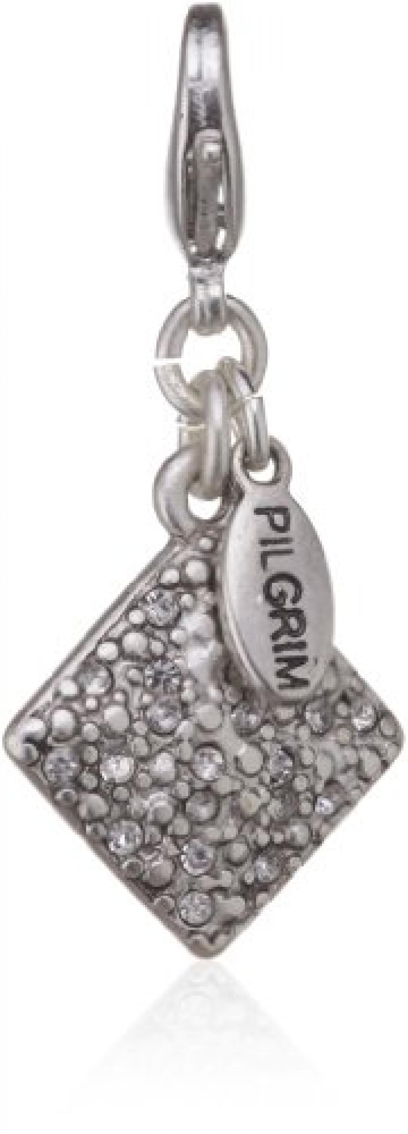 Pilgrim Damen-Charm Pl&auml;ttchen steinbesetzt versilbert Kristall 560-434 