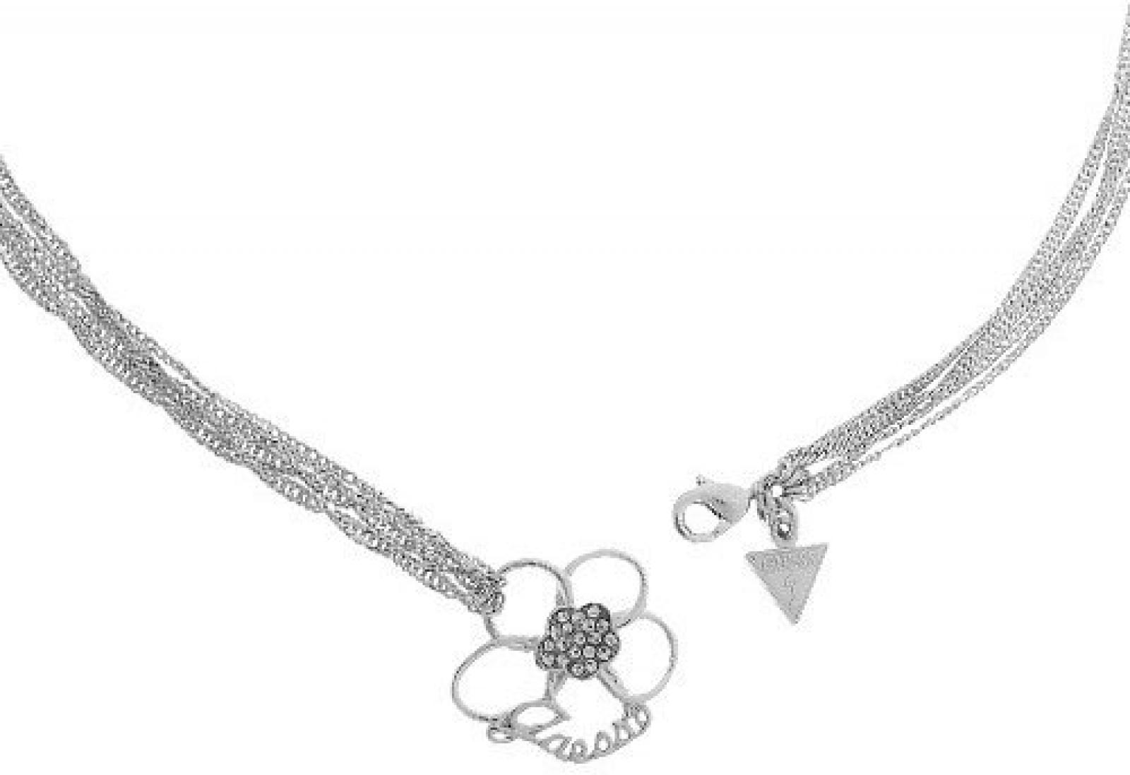 GUESS Damen-Halsband Edelstahl rhodiniert Kristall Zirkonia Wire Flower weiß UBN31114 GUESS Damen-Halsband Edelstahl rhodiniert Kristall Zirkonia Wire Flower weiß UBN31114