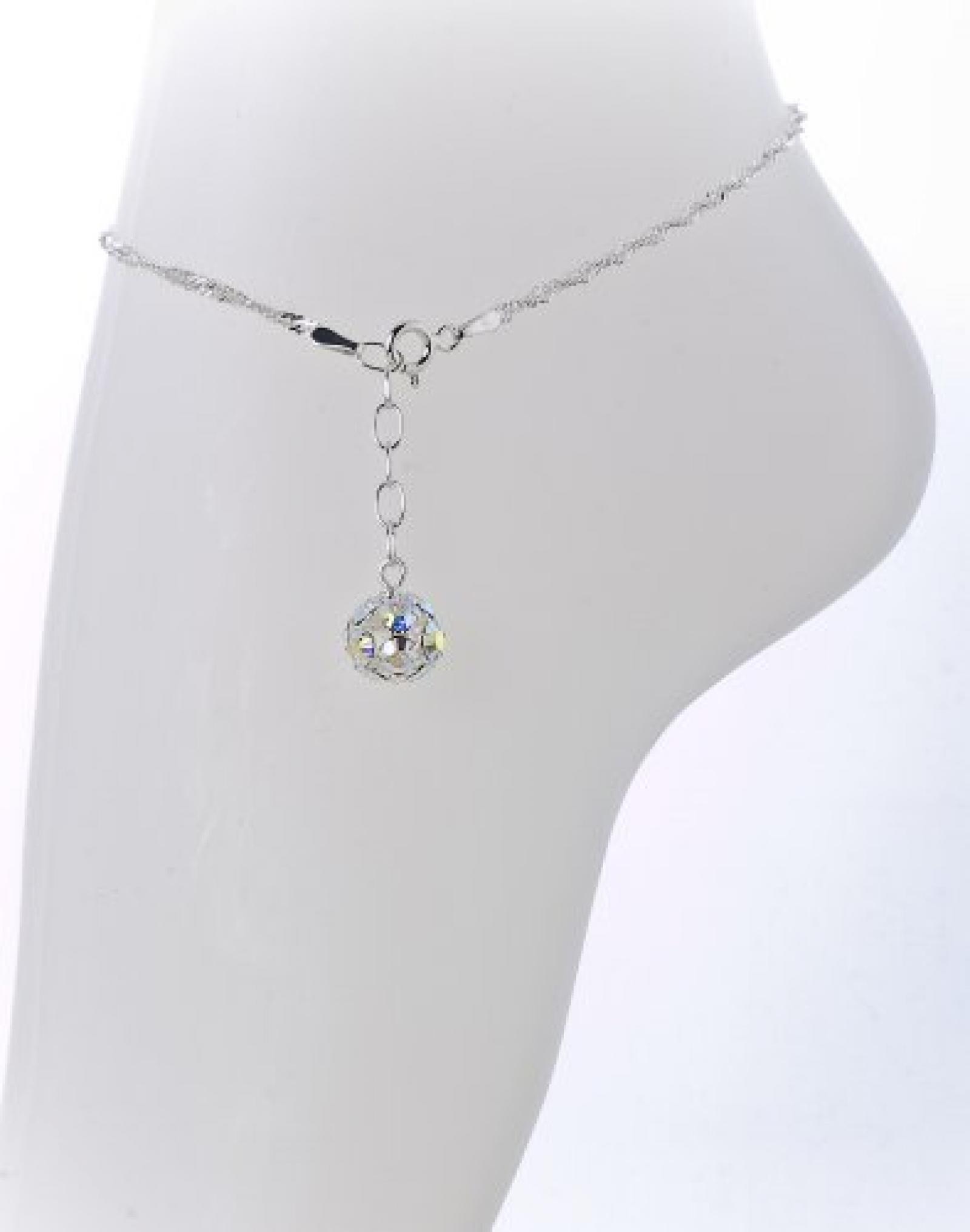 Kristallwerk, Damen Fu&szlig;kette 925 Silber mit SWAROVSKI ELEMENTS Crystal in der Farbe Crystal Aurore Boreale 