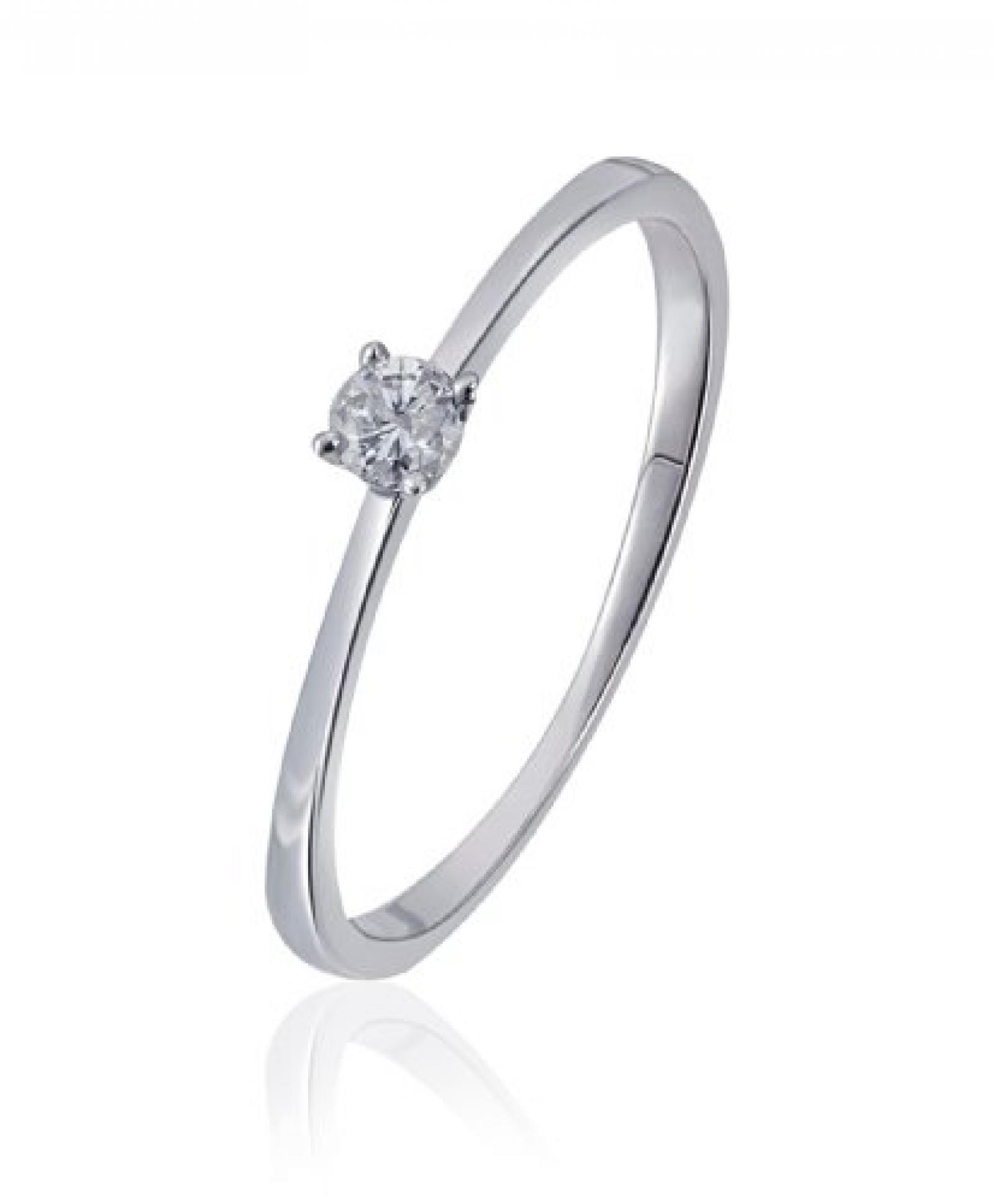 Goldmaid Damen-Ring 14 Karat 585 Wei&szlig;gold Solit&auml;r Verlobungsring 1 Brillant 0,10 ct. So R6169WG 