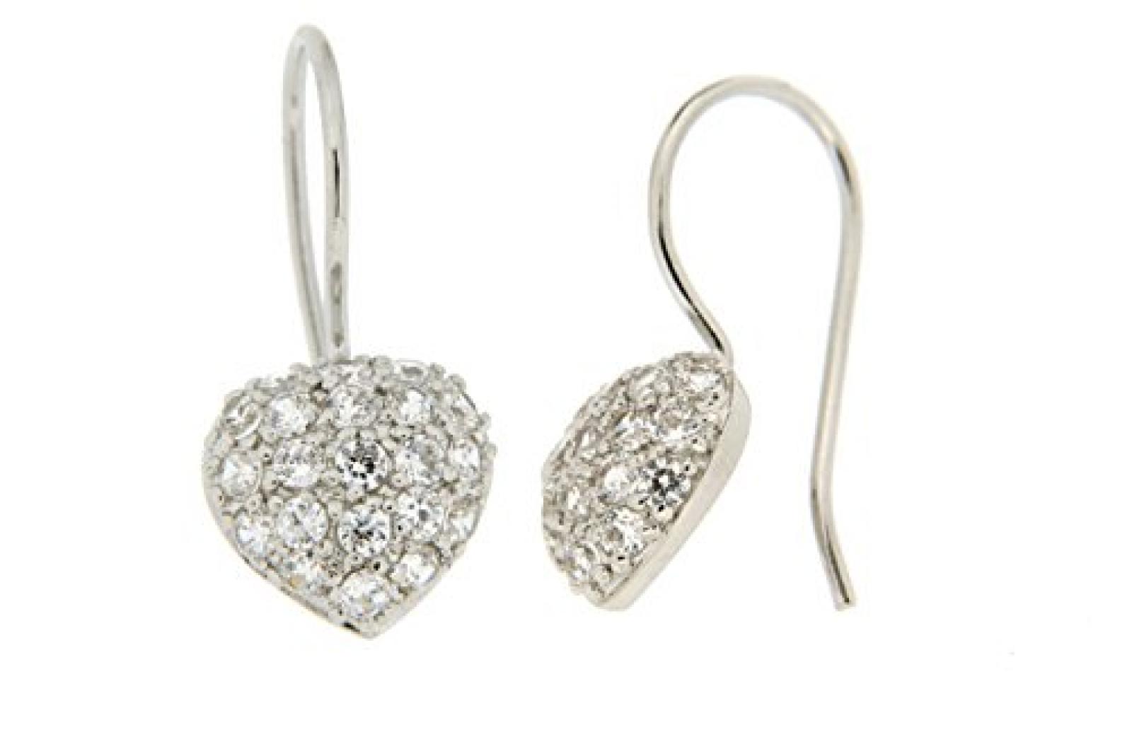 Kettenworld Damen-Ohrh&auml;nger Herz mit Zirkonia 257953 