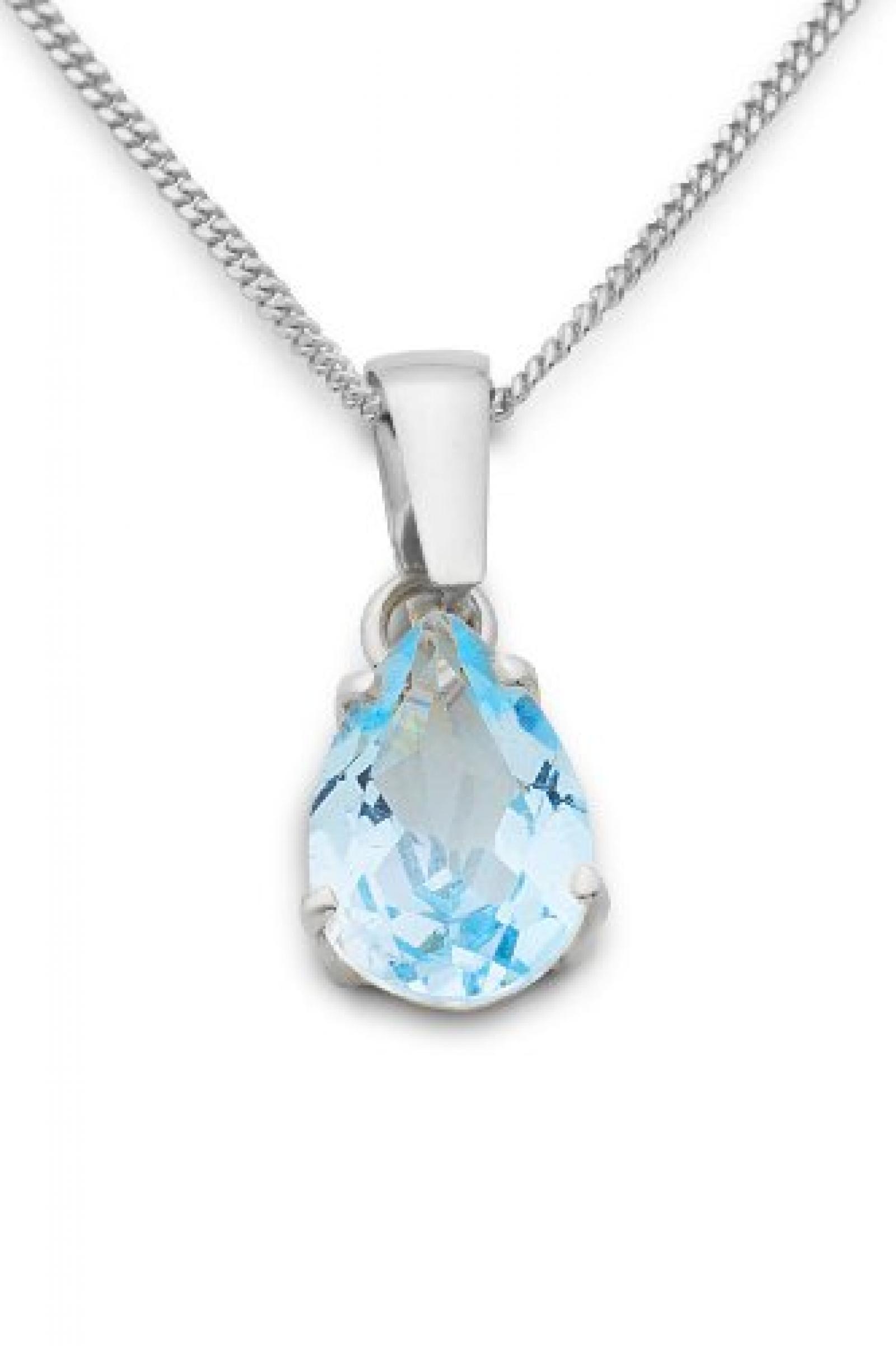 Miore Damen-Halskette Tropfen 375 Weißgold 1 Topas blau 45 cm MA9036N 